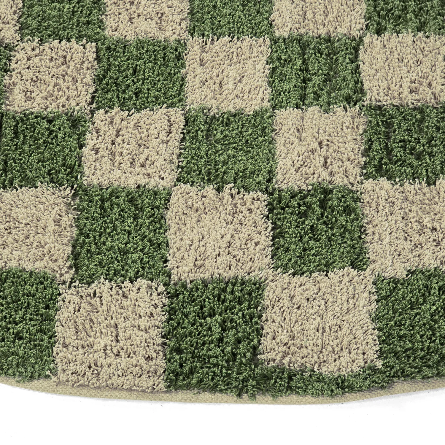 Ronde vloerkleden - Elsey Natural Cotton Shaggy (groen/beige)