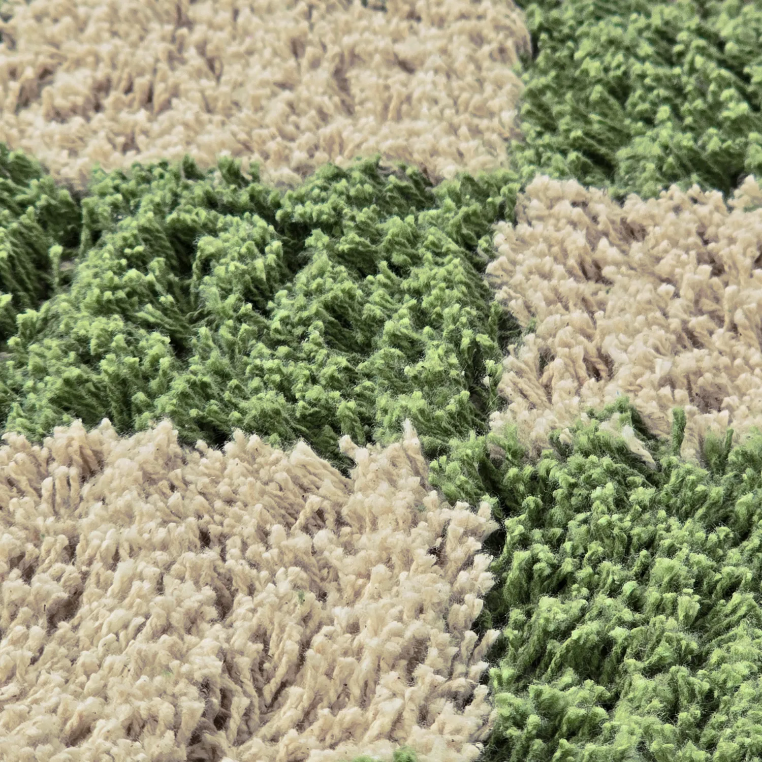 Ronde vloerkleden - Elsey Natural Cotton Shaggy (groen/beige)