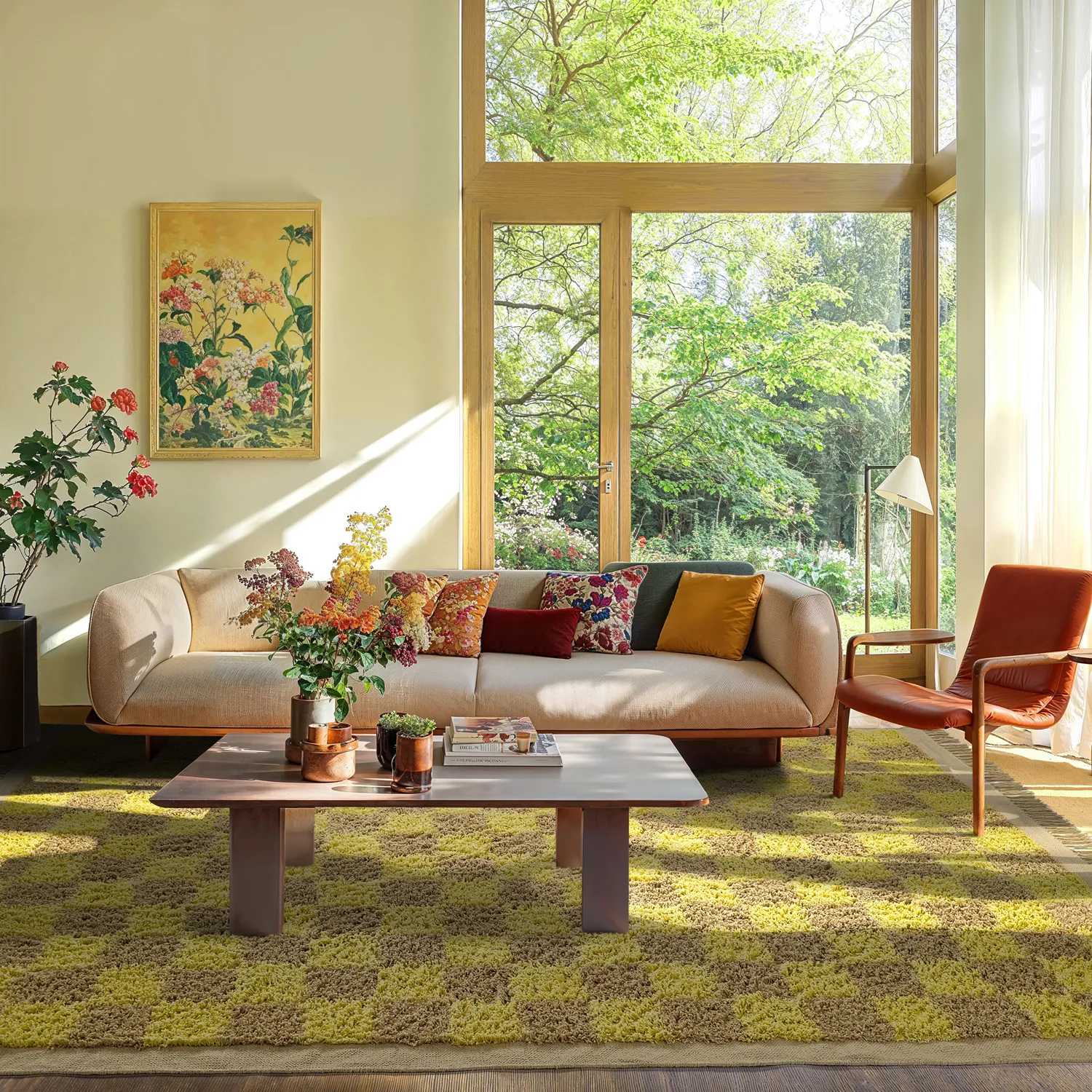 Hoogpolig vloerkleed - Elsey Natural Cotton Shaggy (geel/beige)