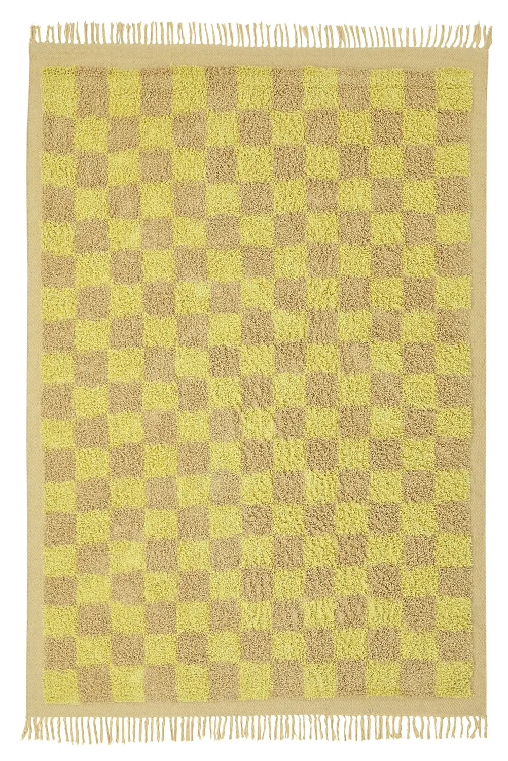 Hoogpolig vloerkleed - Elsey Natural Cotton Shaggy (geel/beige)