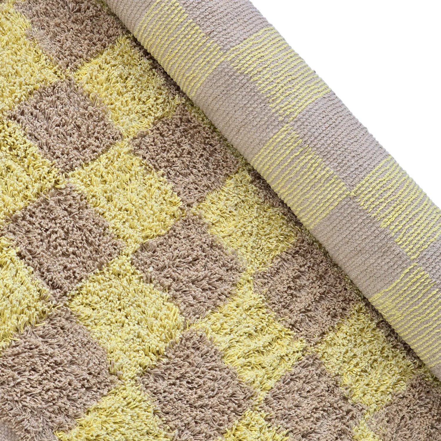 Hoogpolig vloerkleed - Elsey Natural Cotton Shaggy (geel/beige)