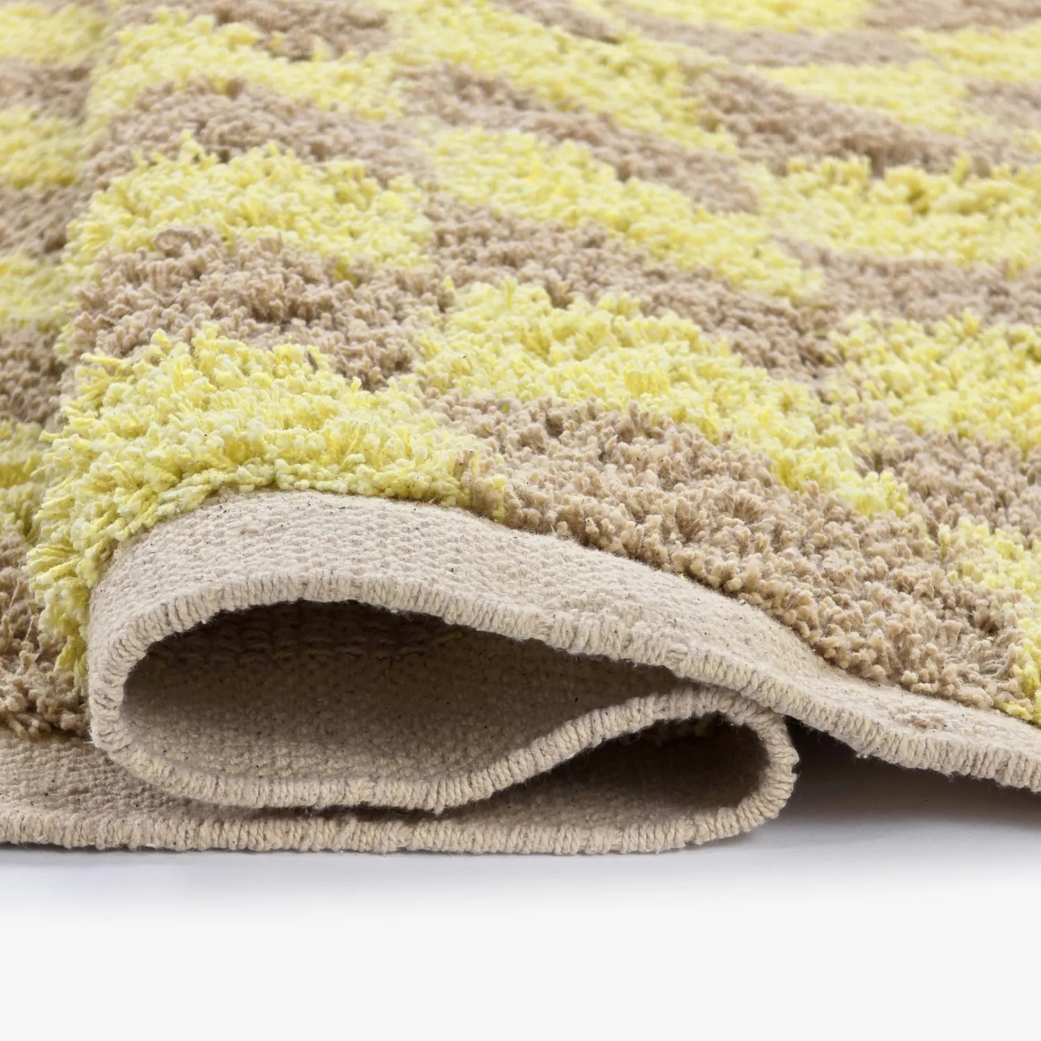 Hoogpolig vloerkleed - Elsey Natural Cotton Shaggy (geel/beige)