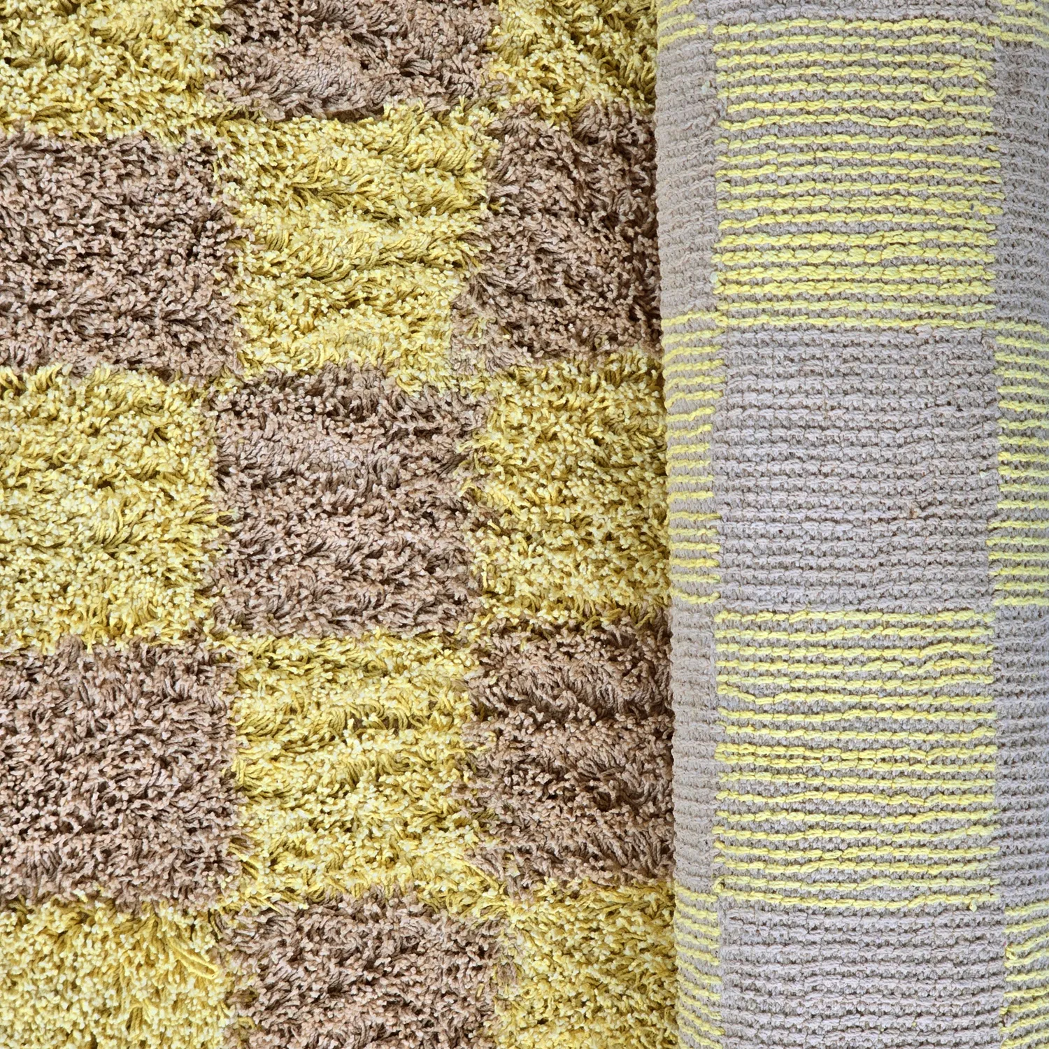 Hoogpolig vloerkleed - Elsey Natural Cotton Shaggy (geel/beige)