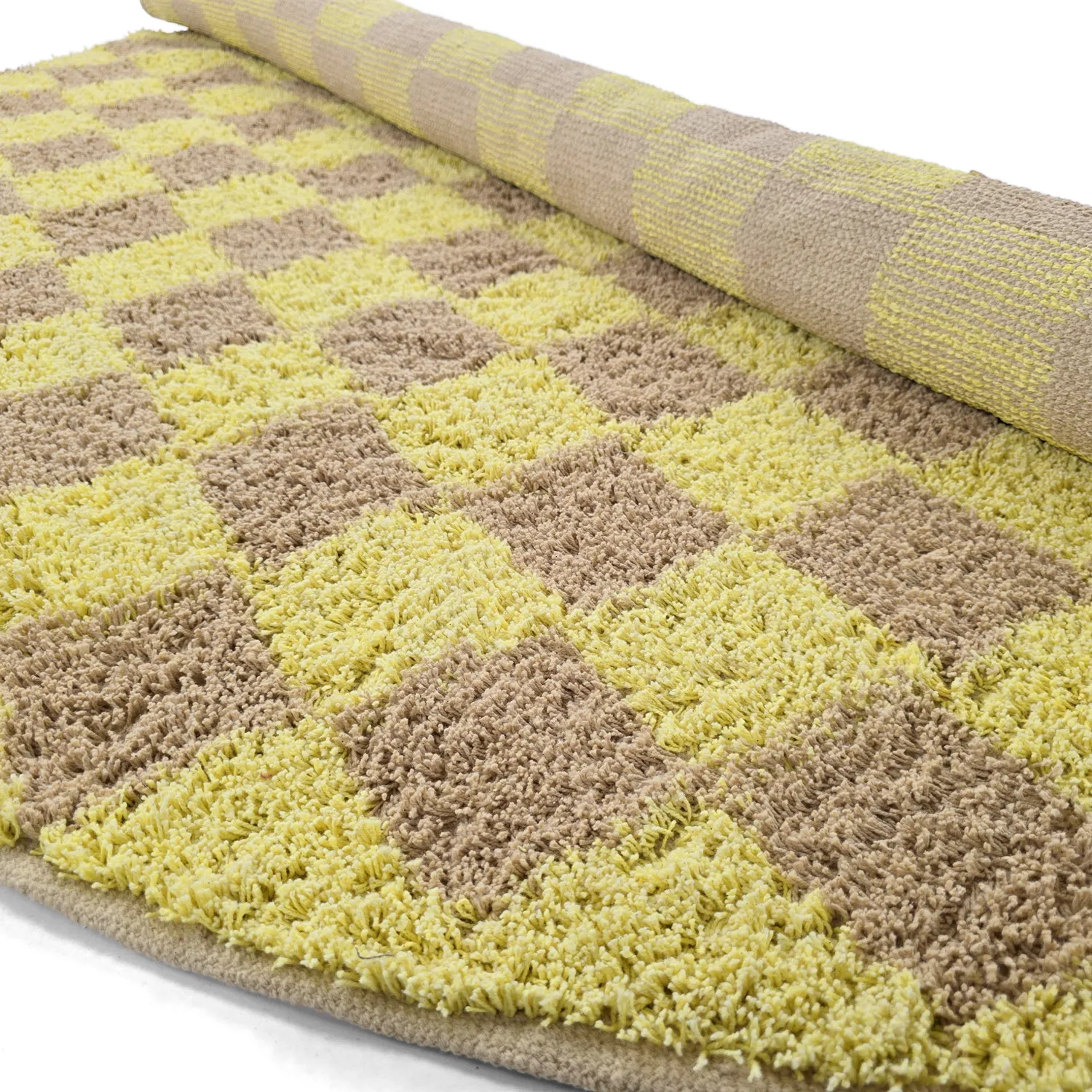 Ronde vloerkleden - Elsey Natural Cotton Shaggy (geel/beige)