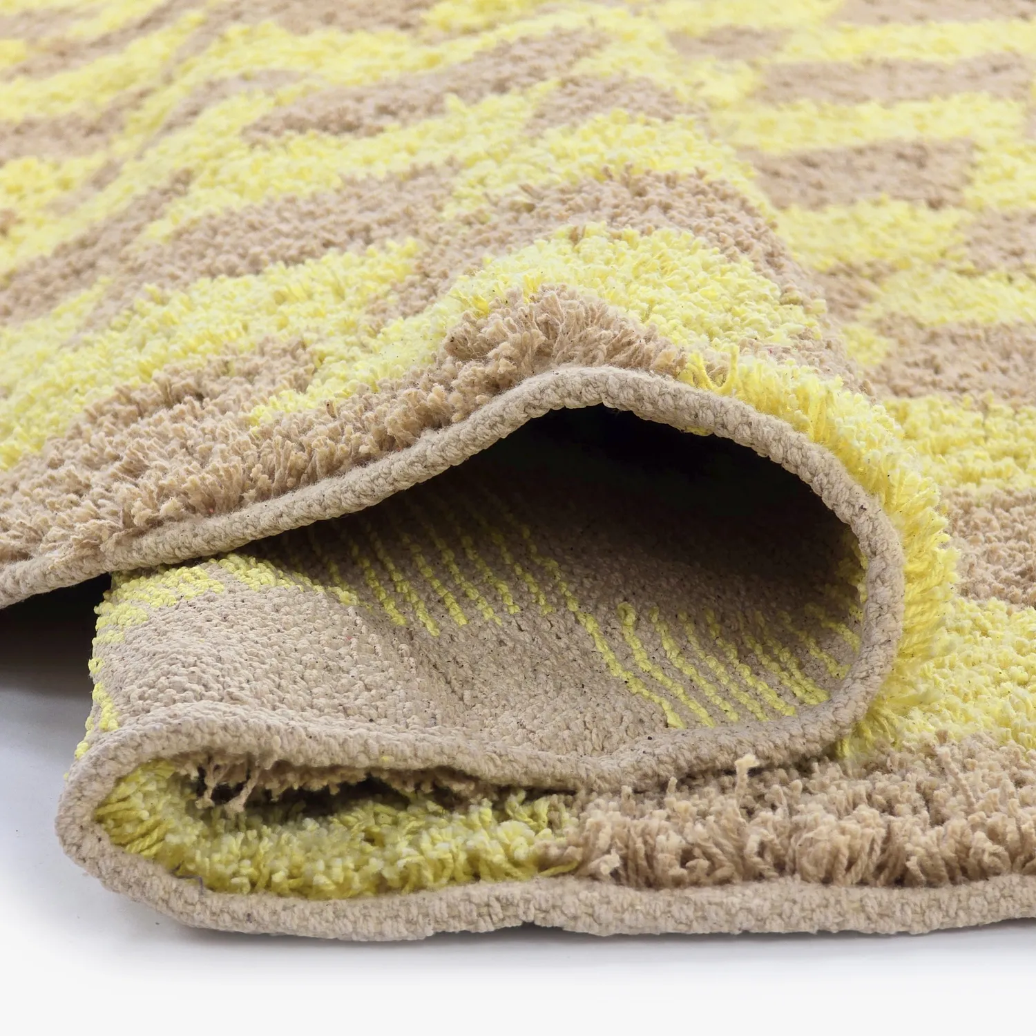 Ronde vloerkleden - Elsey Natural Cotton Shaggy (geel/beige)