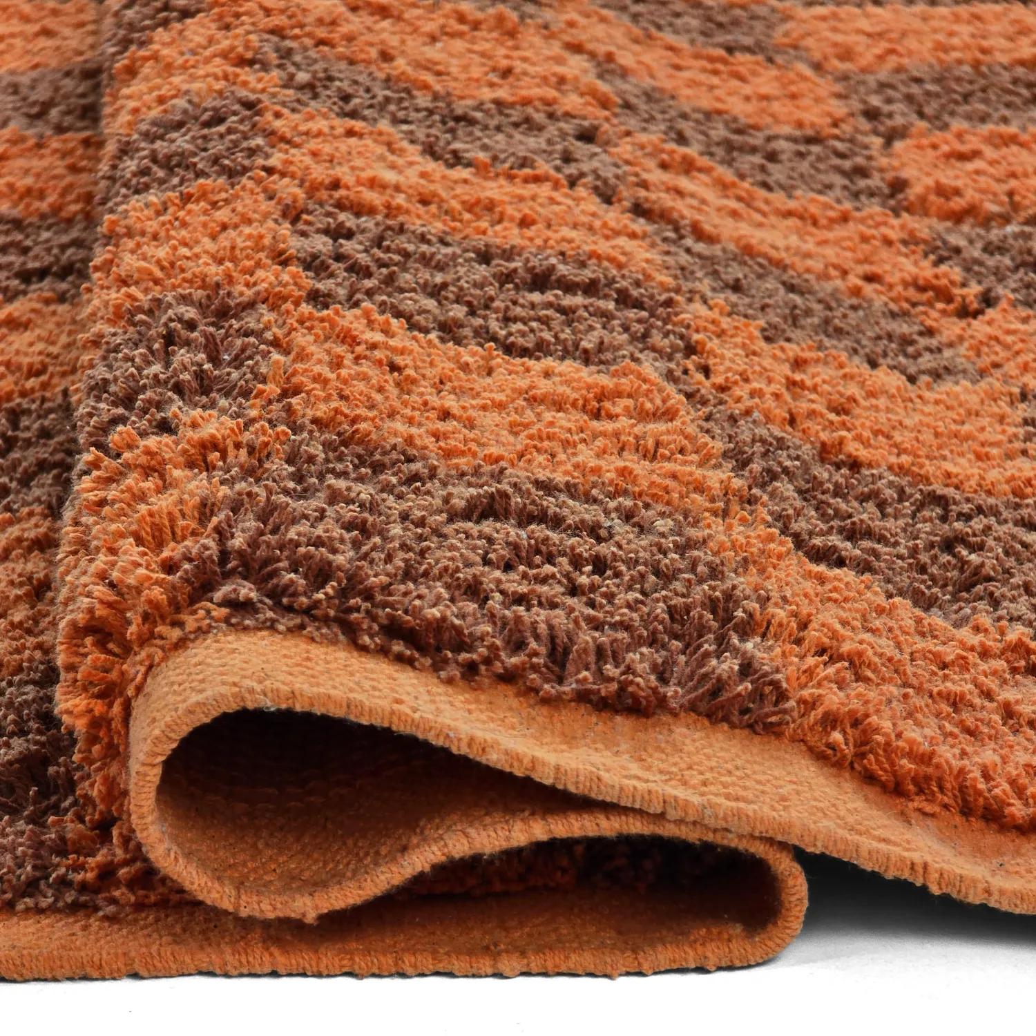 Hoogpolig vloerkleed - Elsey Natural Cotton Shaggy (oranje/rood)