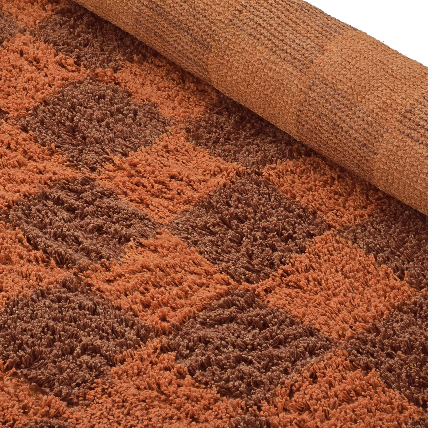 Ronde vloerkleden - Elsey Natural Cotton Shaggy (oranje/rood)