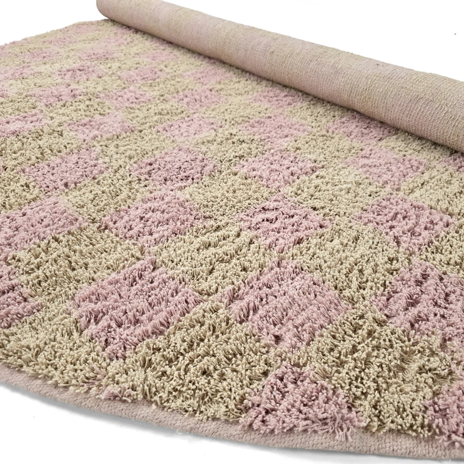 Ronde vloerkleden - Elsey Natural Cotton Shaggy (roze/oranje)