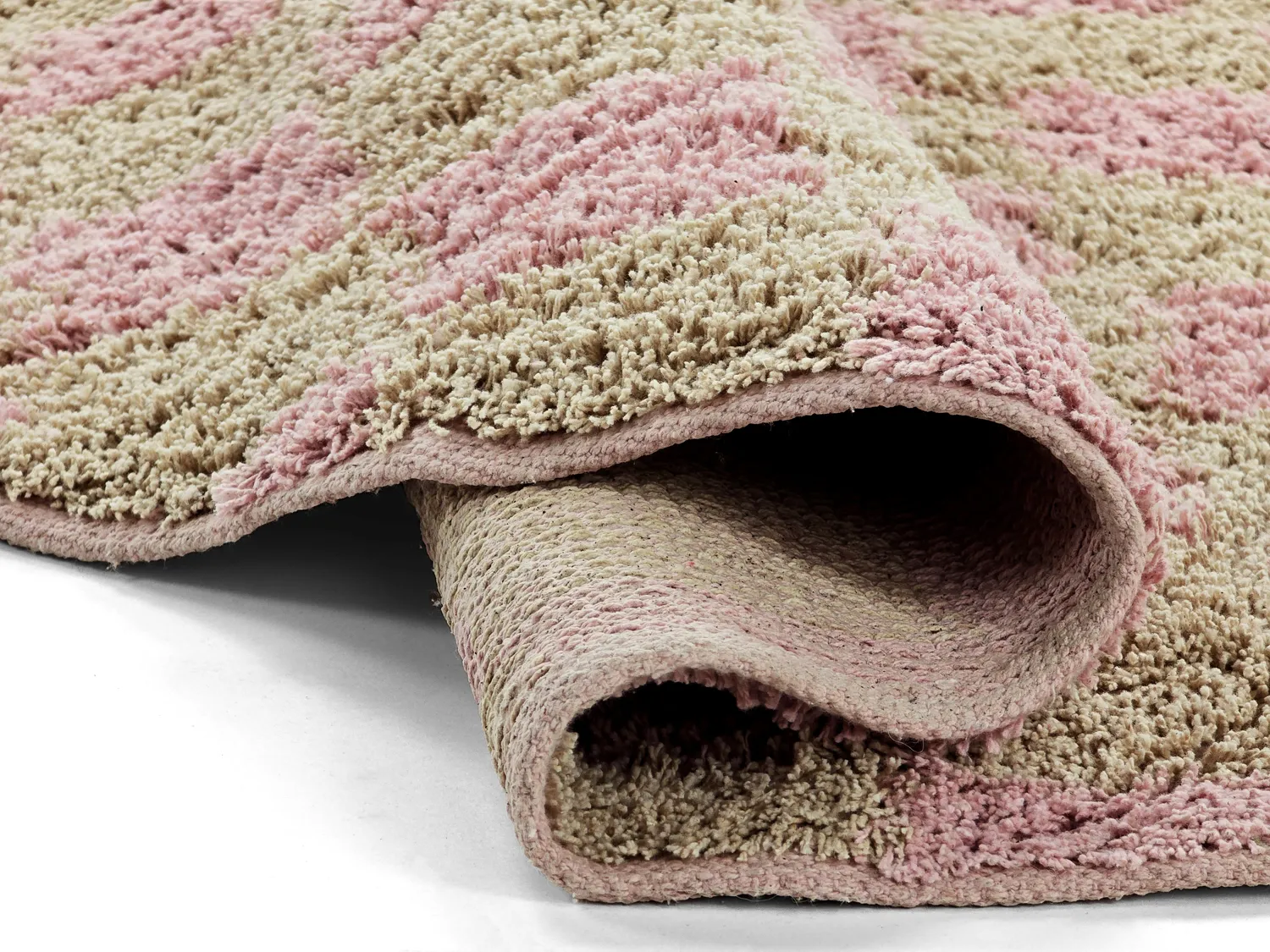 Ronde vloerkleden - Elsey Natural Cotton Shaggy (roze/oranje)