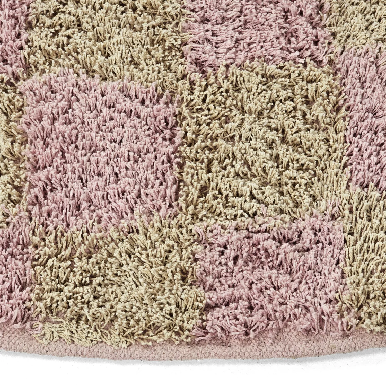 Ronde vloerkleden - Elsey Natural Cotton Shaggy (roze/oranje)