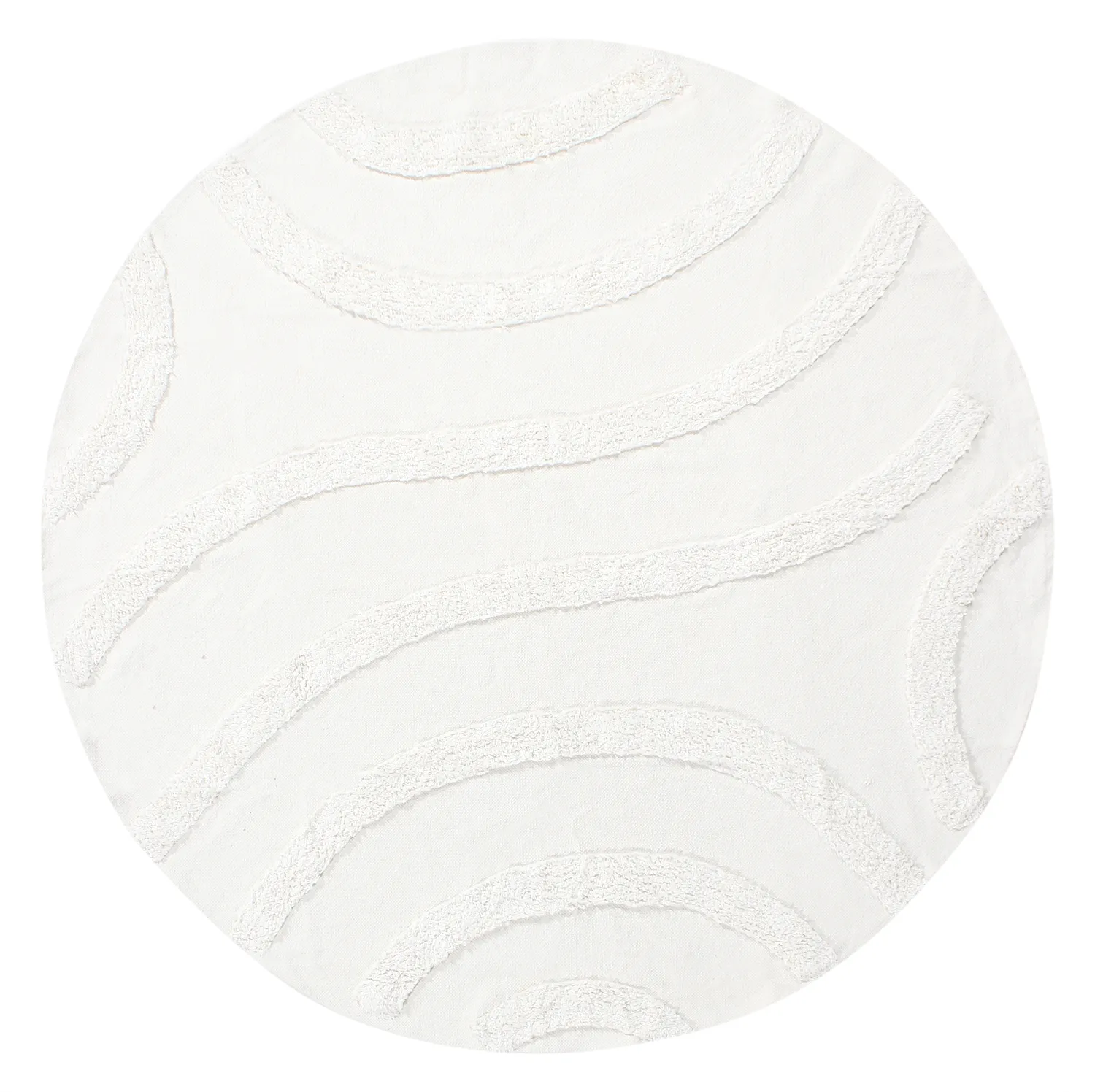 Ronde vloerkleden - Emilia Natural Cotton Shaggy (offwhite)