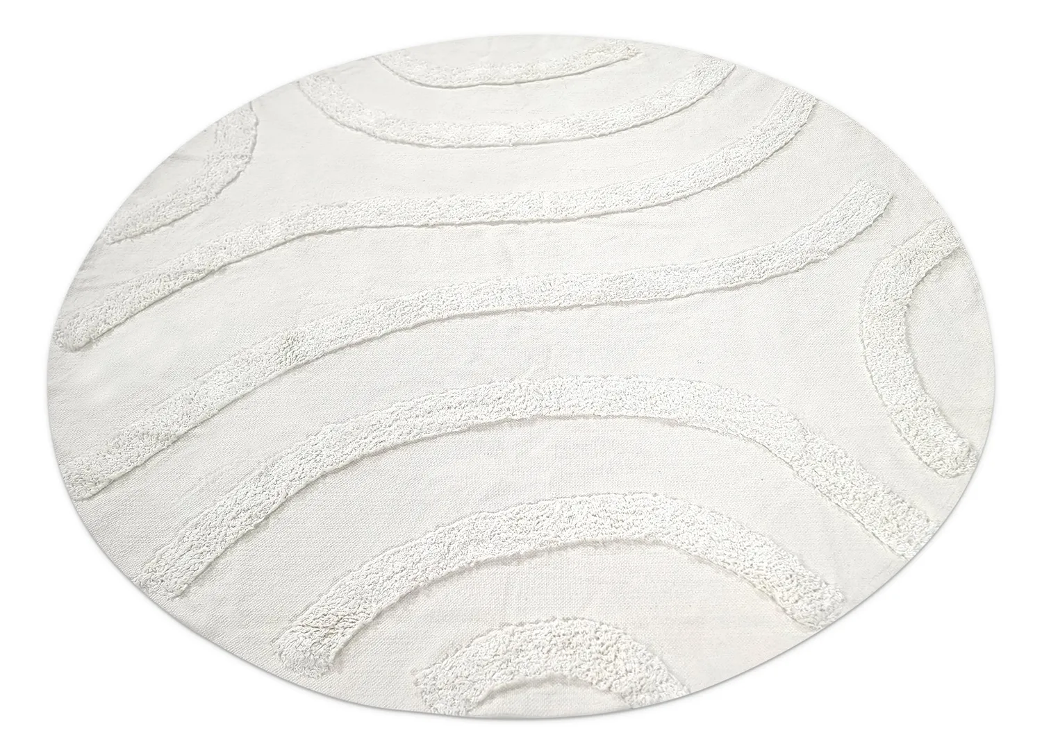 Ronde vloerkleden - Emilia Natural Cotton Shaggy (offwhite)