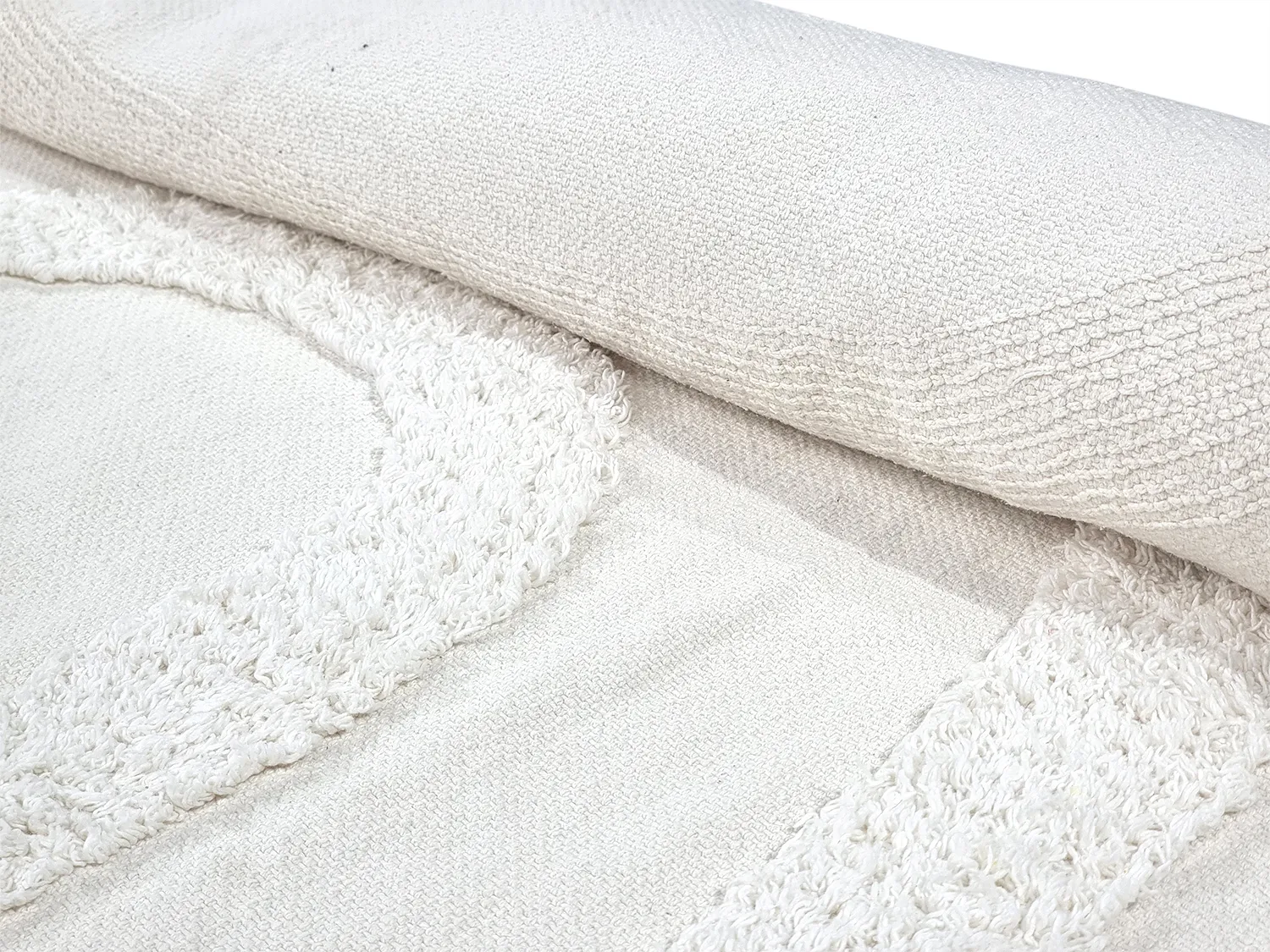 Ronde vloerkleden - Emilia Natural Cotton Shaggy (offwhite)