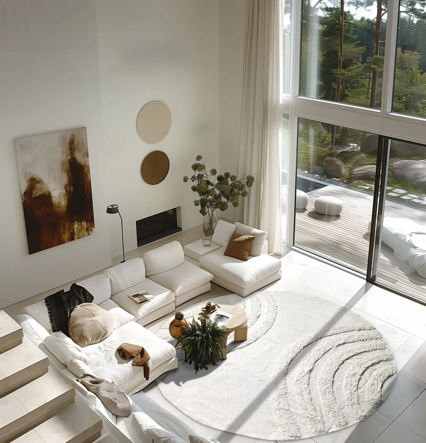 Ronde vloerkleden - Everly Natural Cotton Shaggy (offwhite)