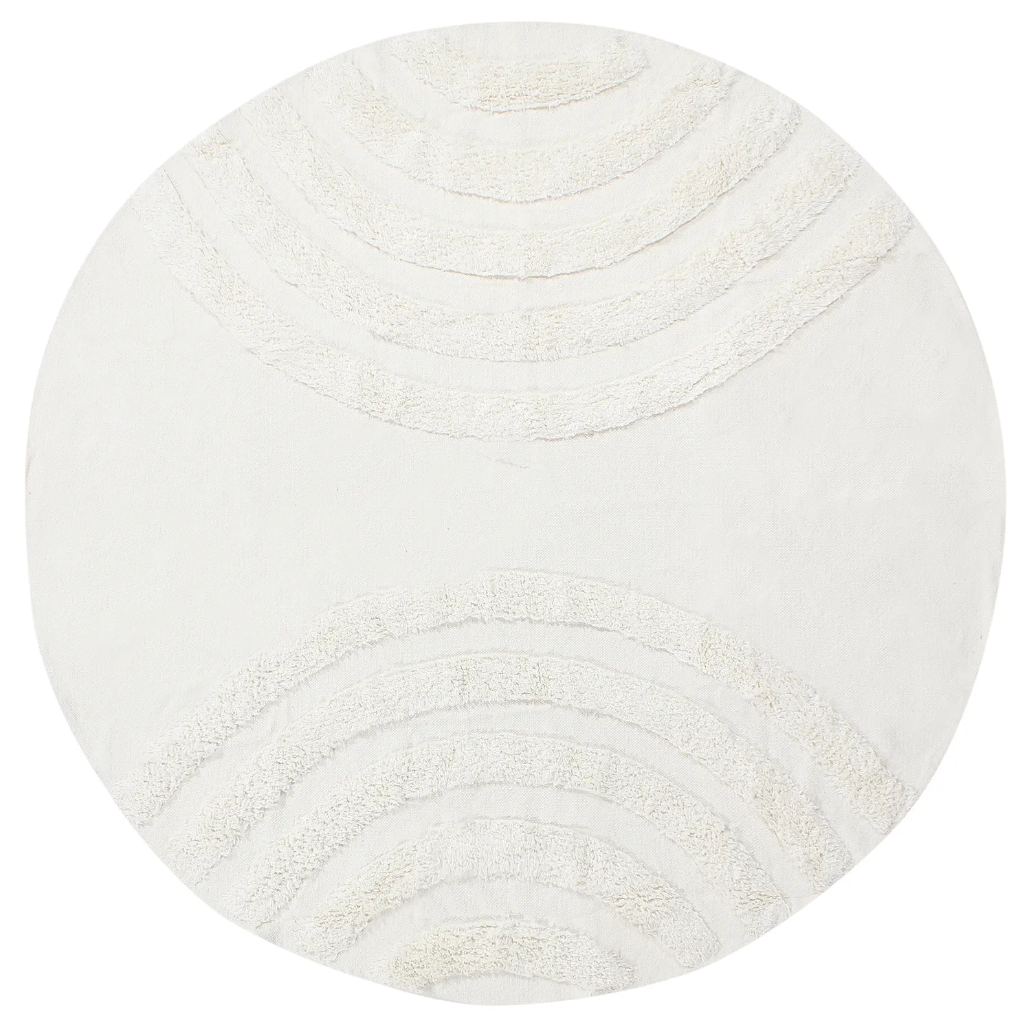 Ronde vloerkleden - Everly Natural Cotton Shaggy (offwhite)