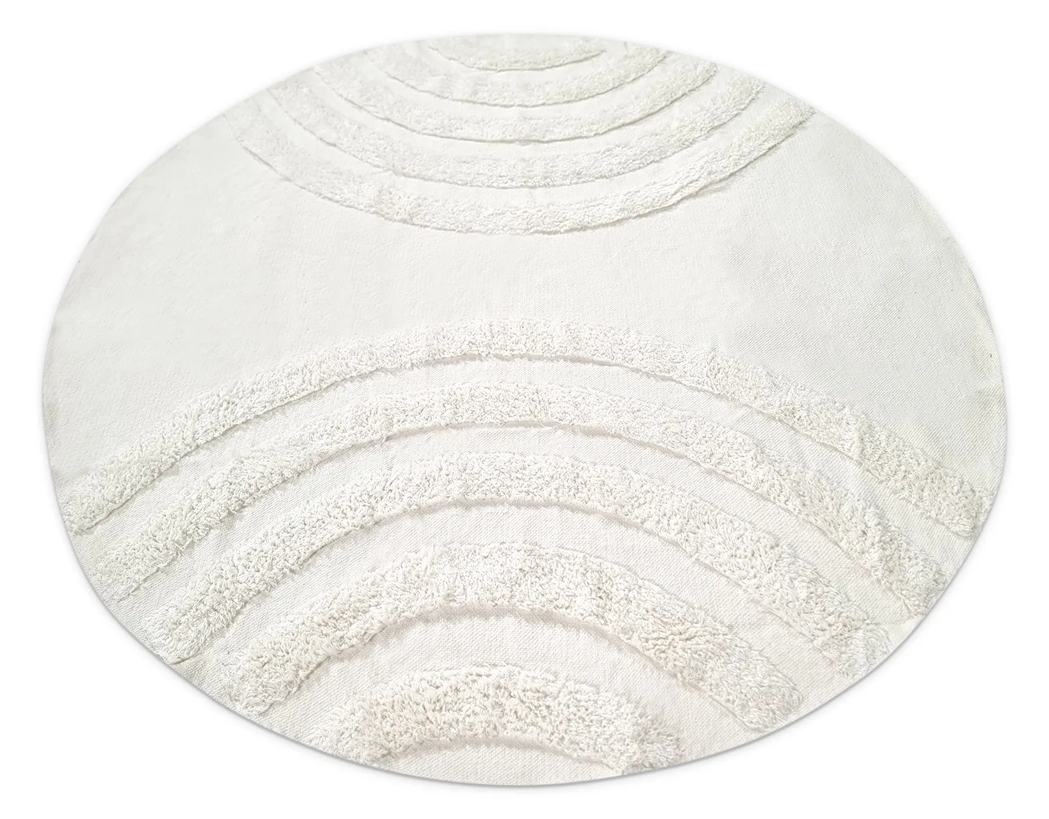 Ronde vloerkleden - Everly Natural Cotton Shaggy (offwhite)