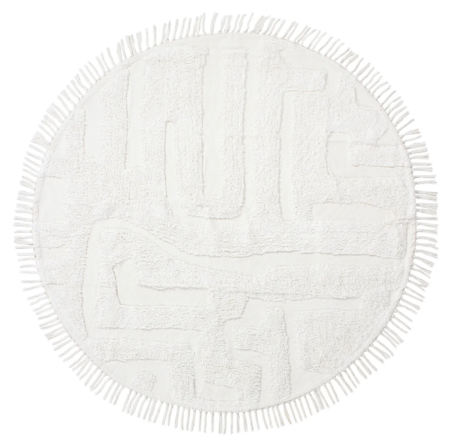Ronde vloerkleden - Fallon Natural Cotton Shaggy (offwhite)