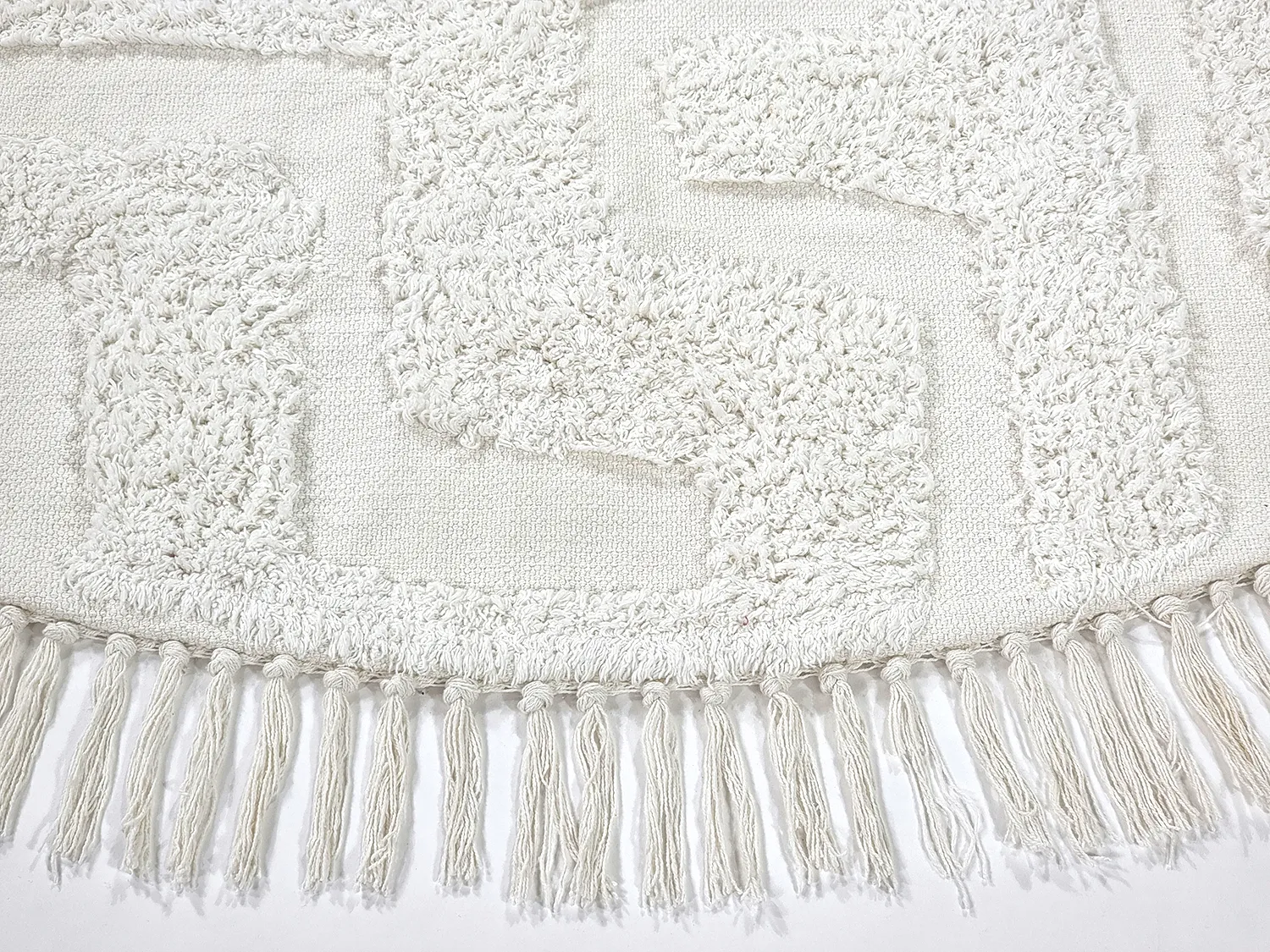 Ronde vloerkleden - Fallon Natural Cotton Shaggy (offwhite)
