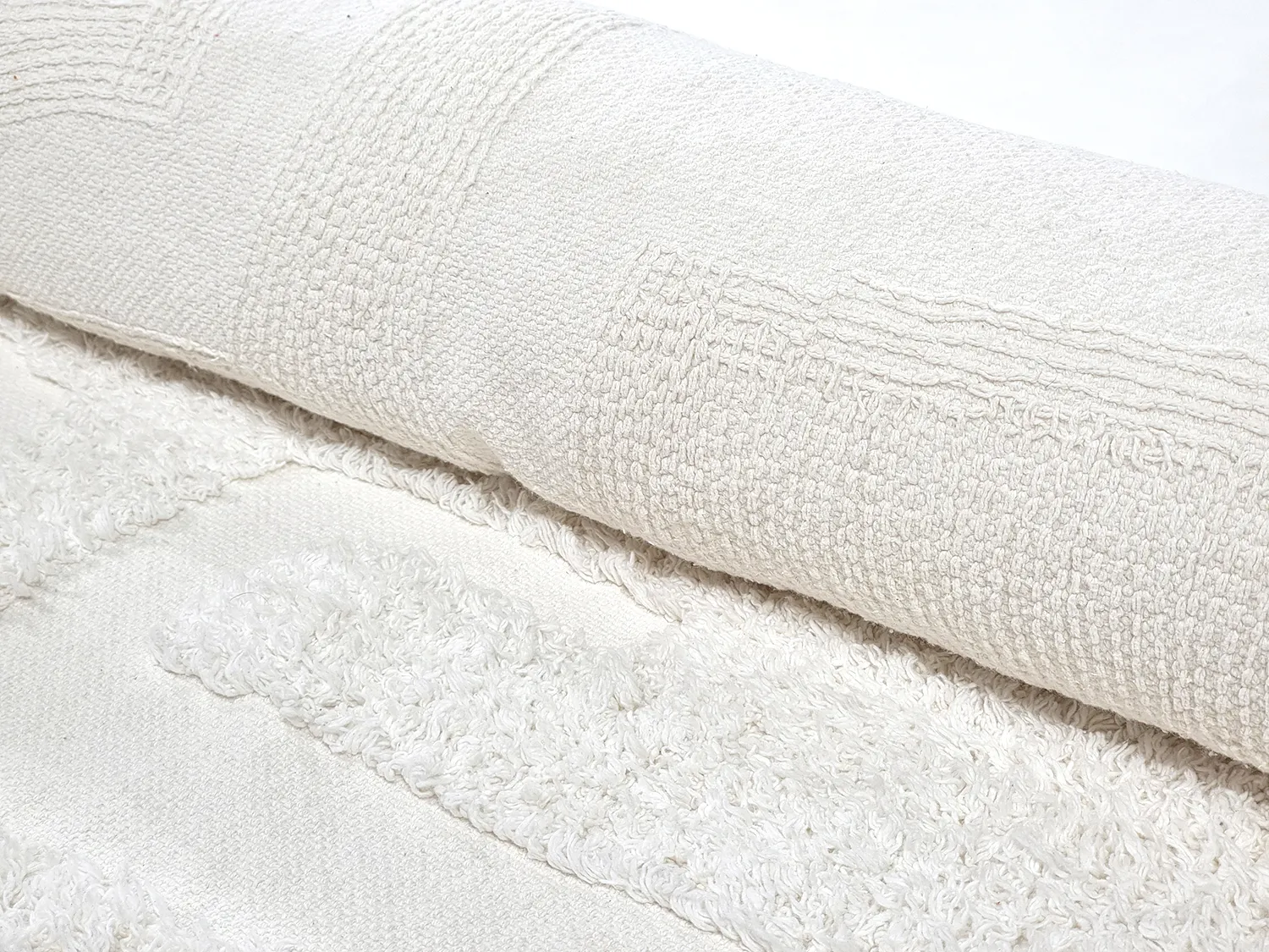 Ronde vloerkleden - Fallon Natural Cotton Shaggy (offwhite)