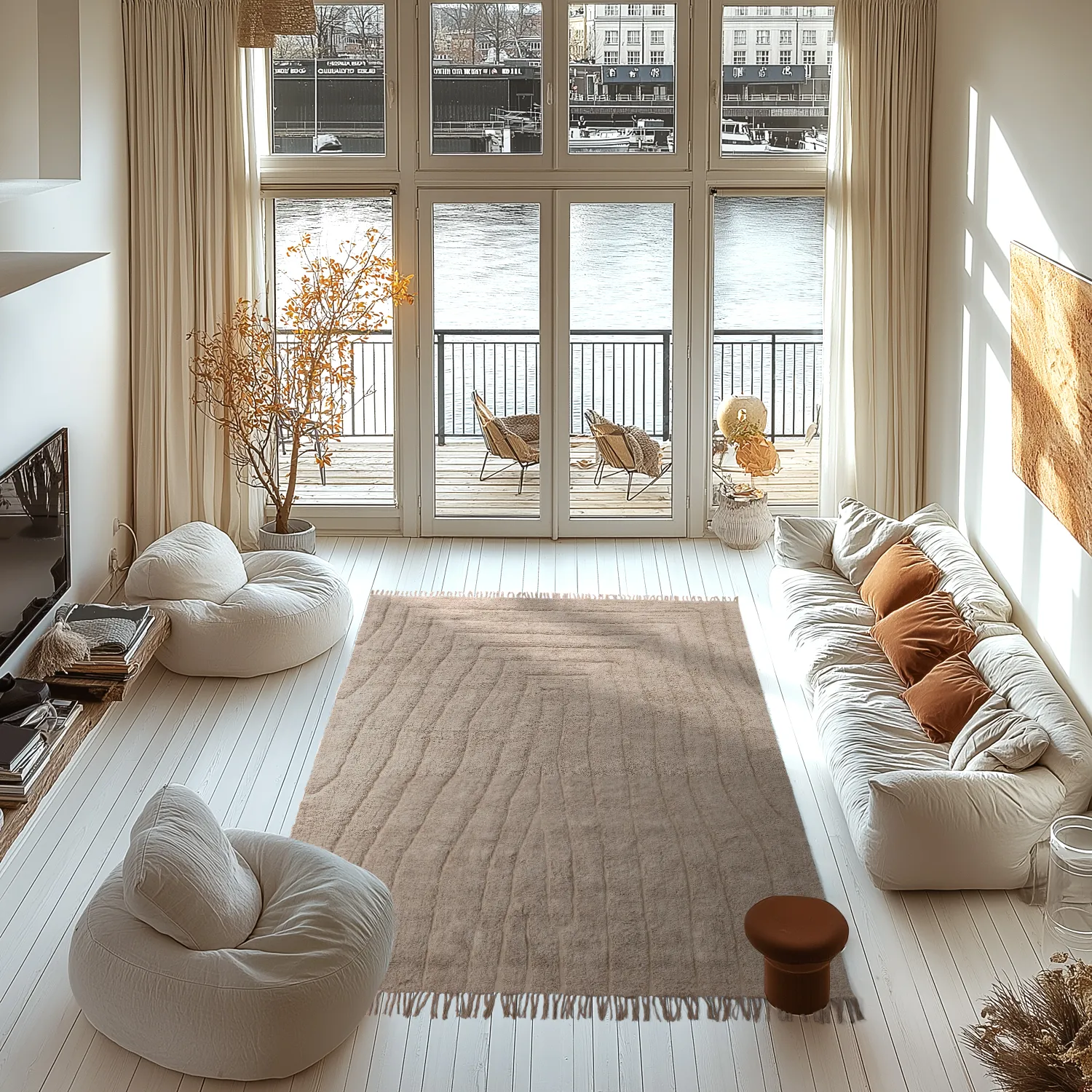 Hoogpolig vloerkleed - Farley Natural Cotton Shaggy (beige)