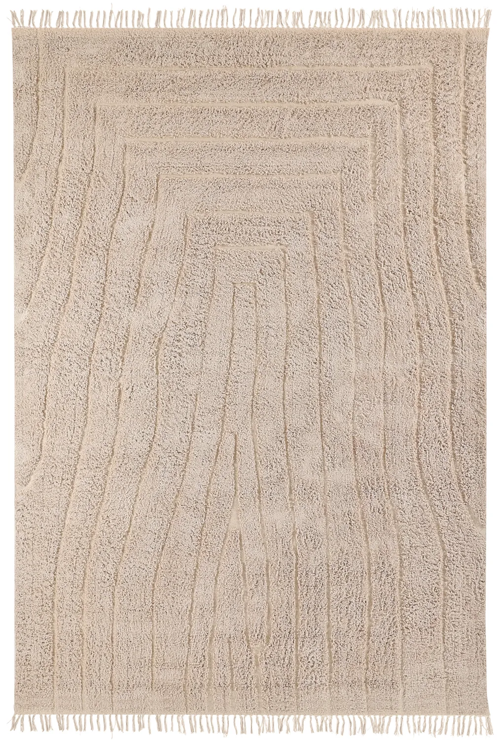 Hoogpolig vloerkleed - Farley Natural Cotton Shaggy (beige)