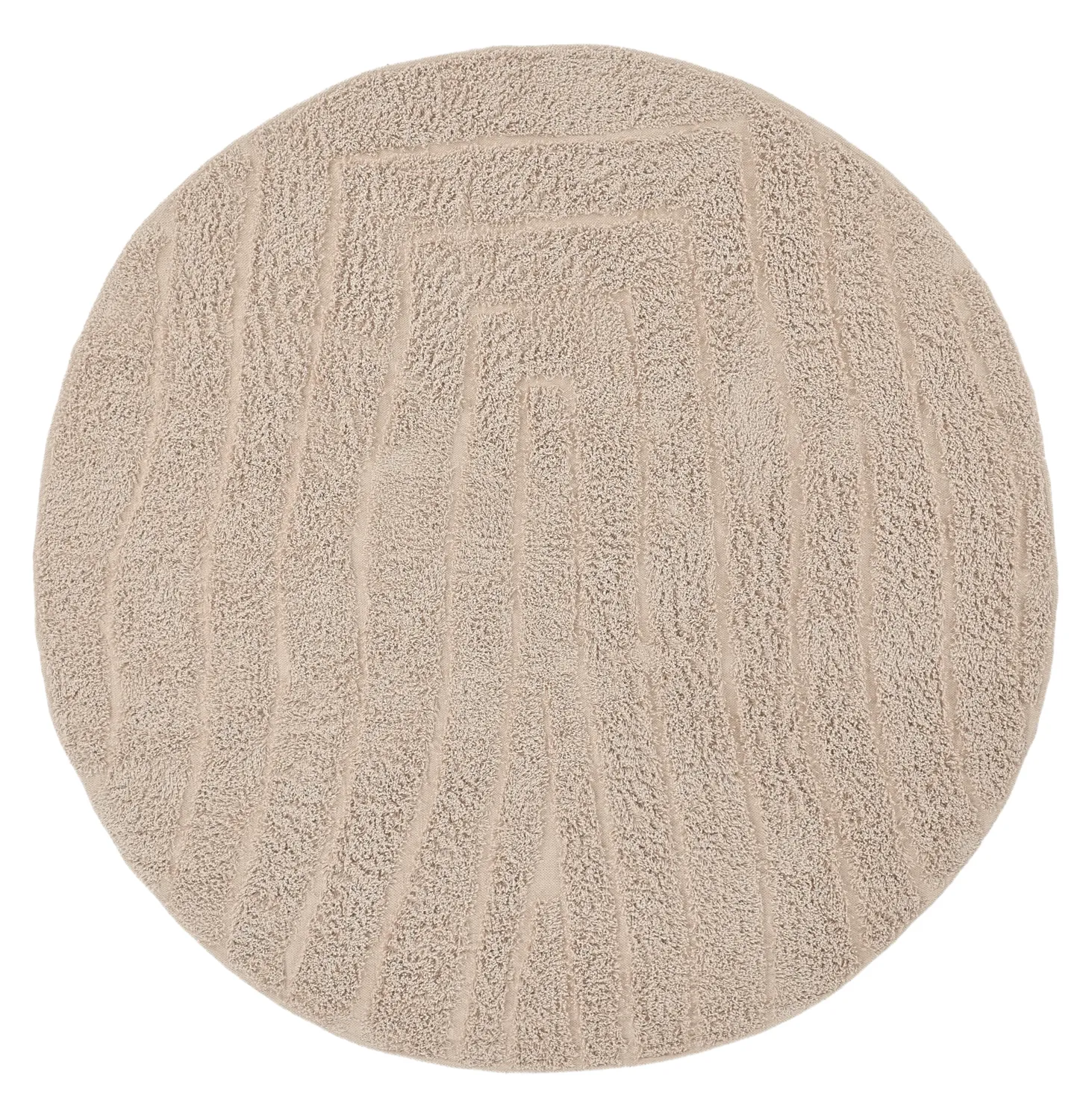 Ronde vloerkleden - Farley Natural Cotton Shaggy (beige)