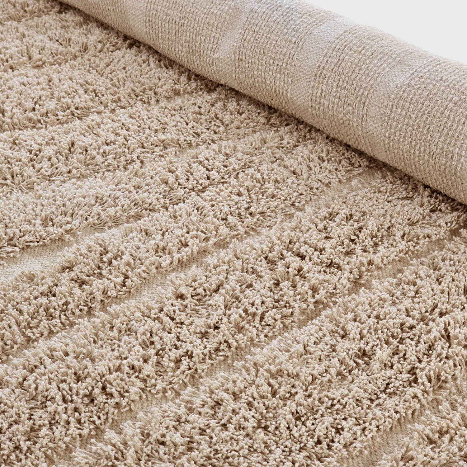 Ronde vloerkleden - Farley Natural Cotton Shaggy (beige)