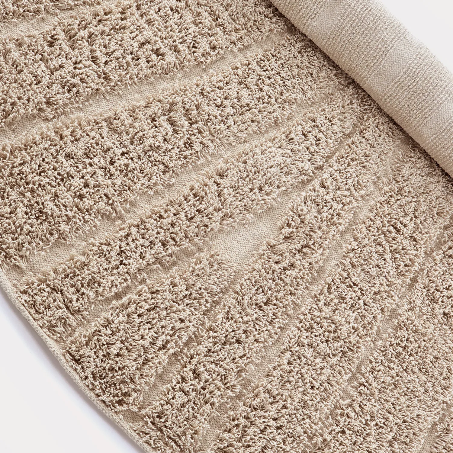 Ronde vloerkleden - Farley Natural Cotton Shaggy (beige)