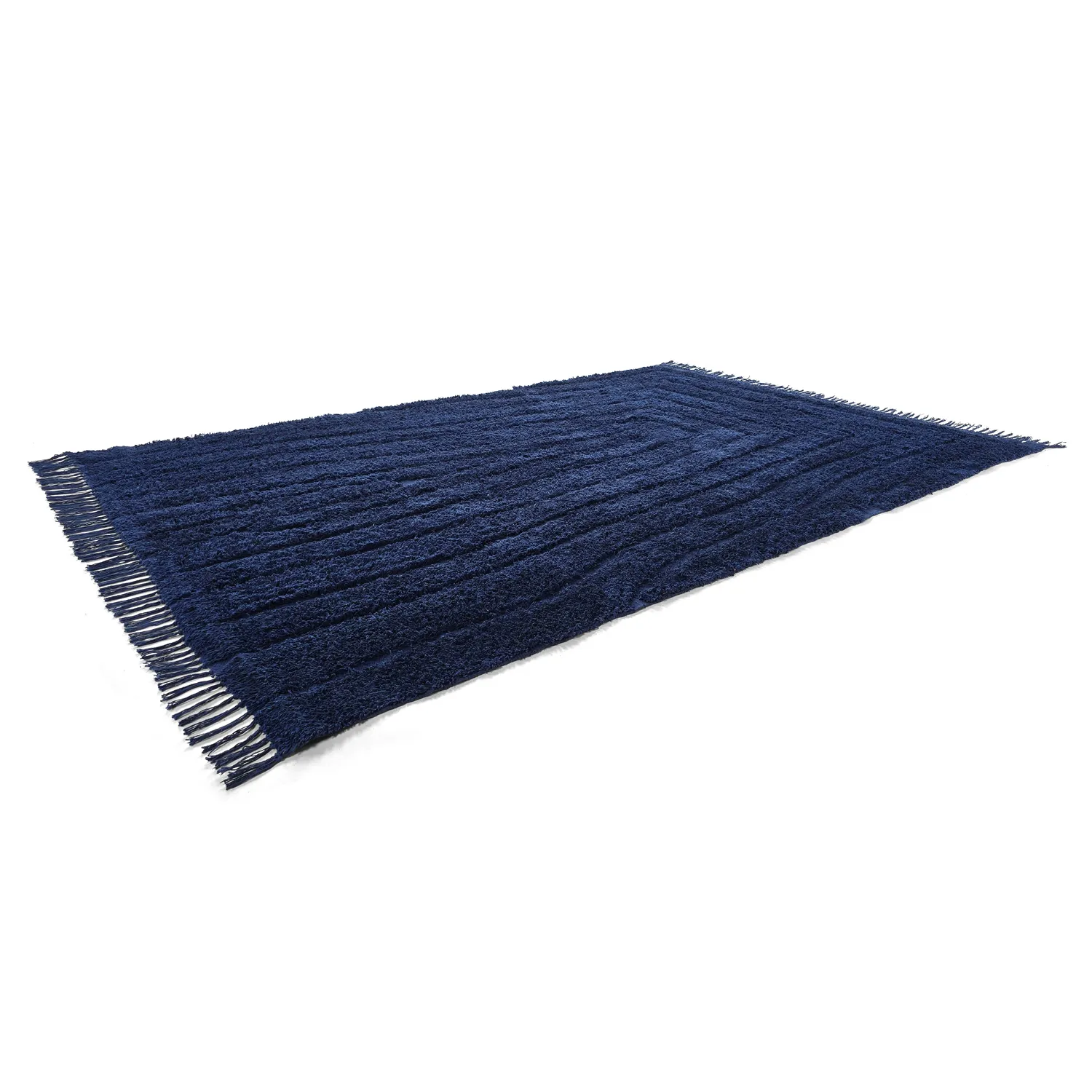 Hoogpolig vloerkleed - Farley Natural Cotton Shaggy (blauw)