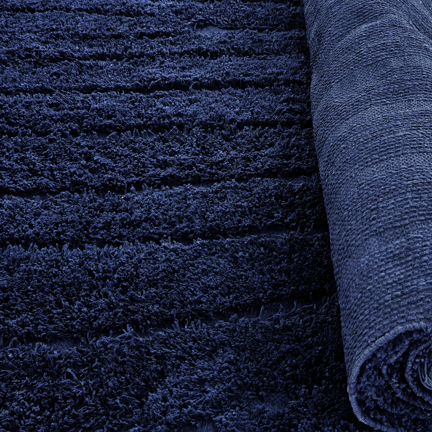 Hoogpolig vloerkleed - Farley Natural Cotton Shaggy (blauw)