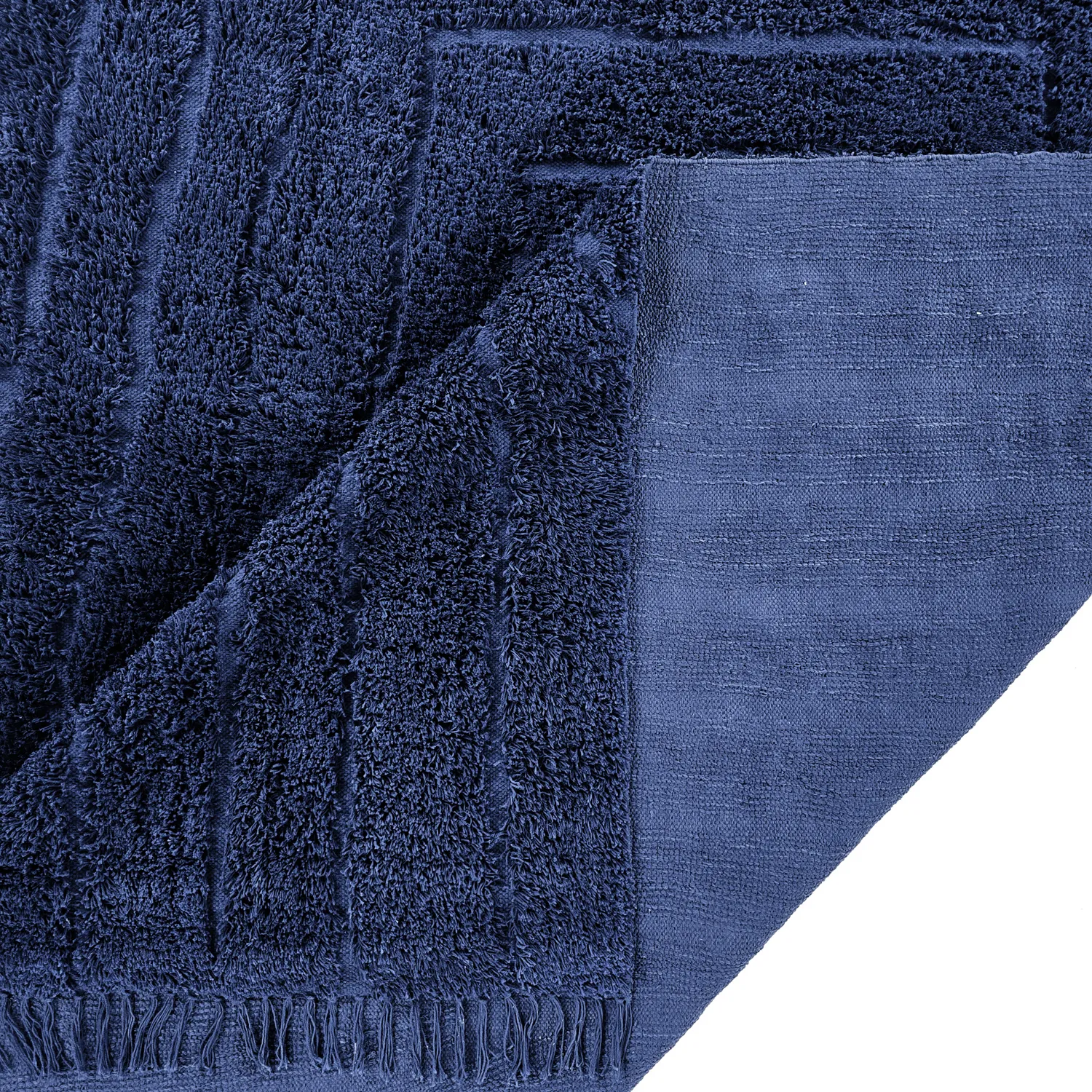 Hoogpolig vloerkleed - Farley Natural Cotton Shaggy (blauw)