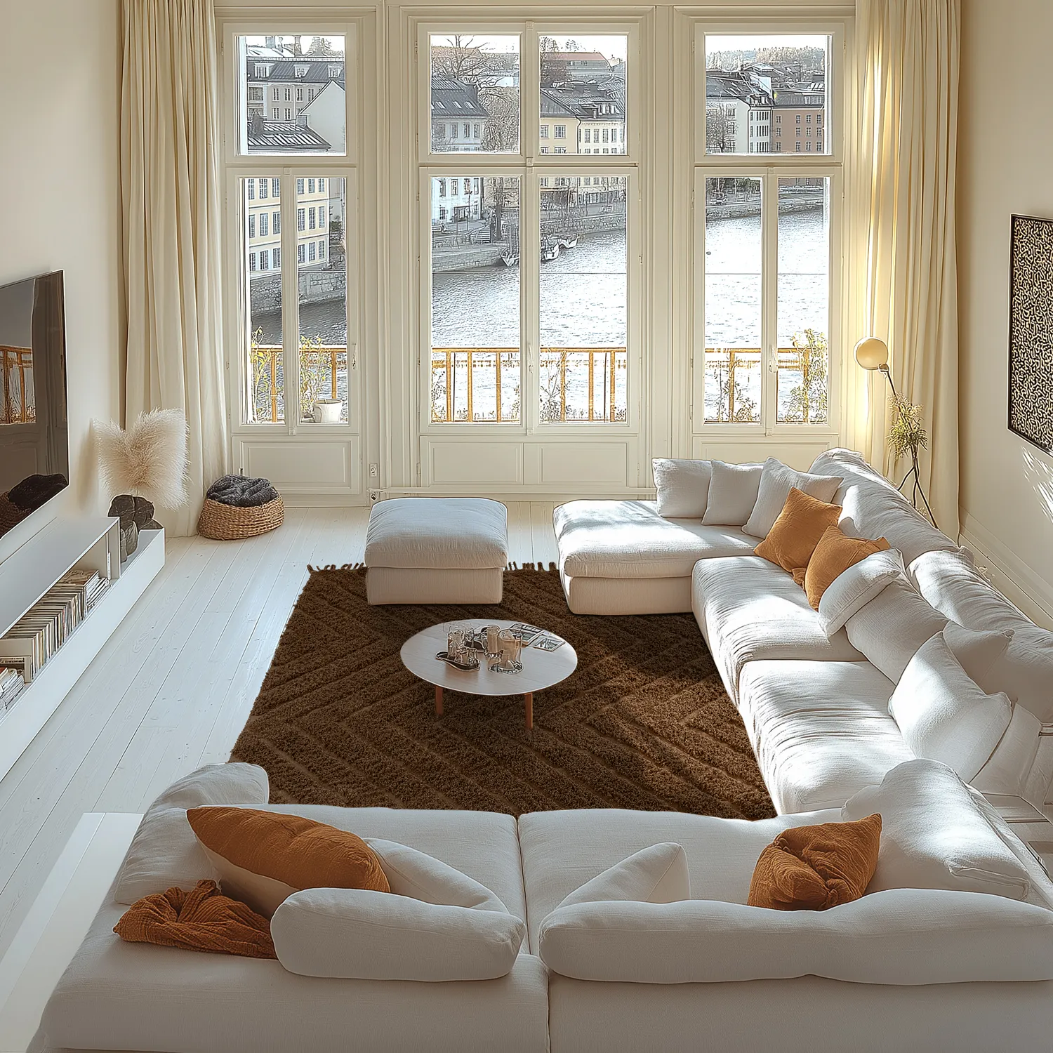 Hoogpolig vloerkleed - Farley Natural Cotton Shaggy (bruin)