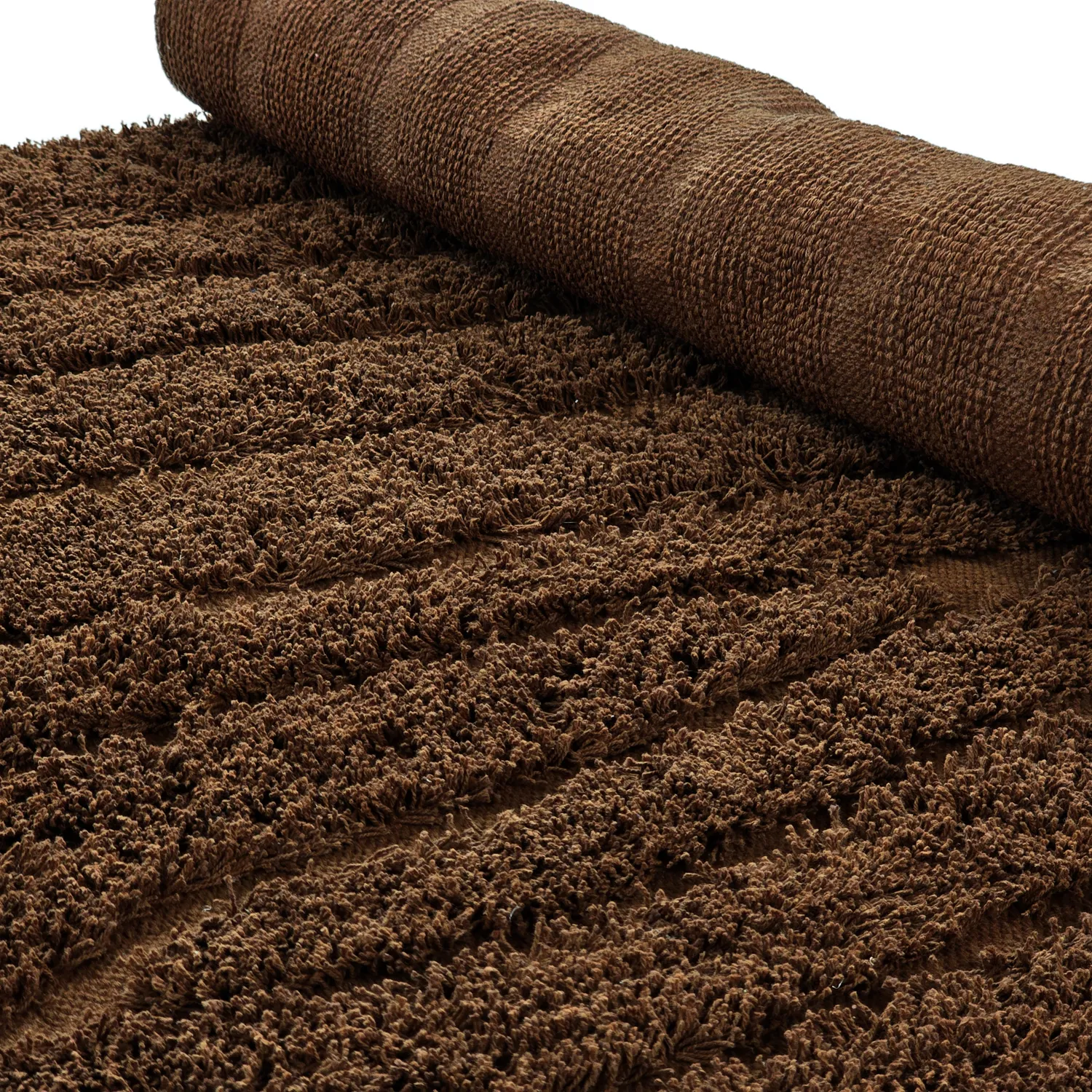 Hoogpolig vloerkleed - Farley Natural Cotton Shaggy (bruin)