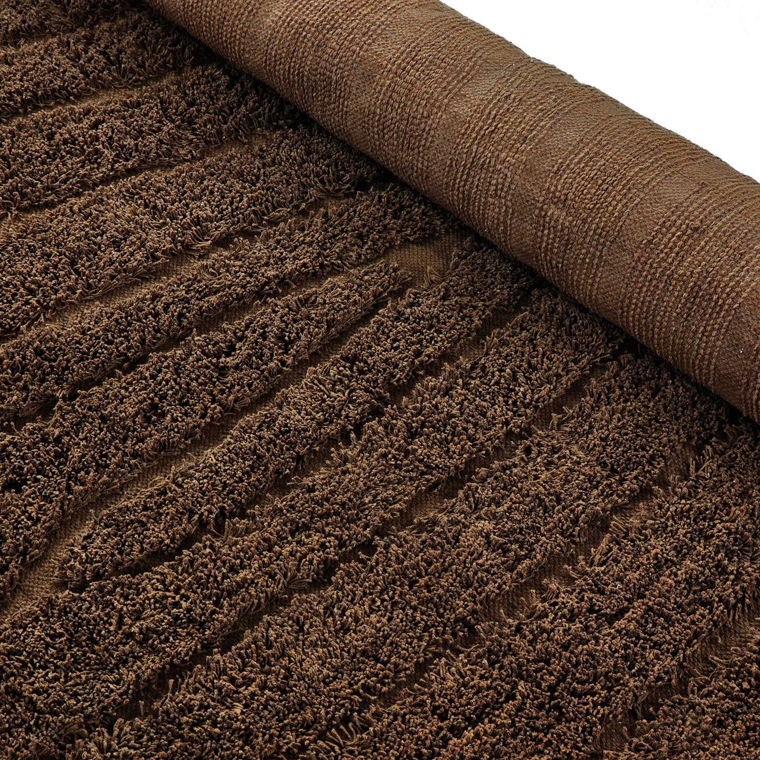 Hoogpolig vloerkleed - Farley Natural Cotton Shaggy (bruin)