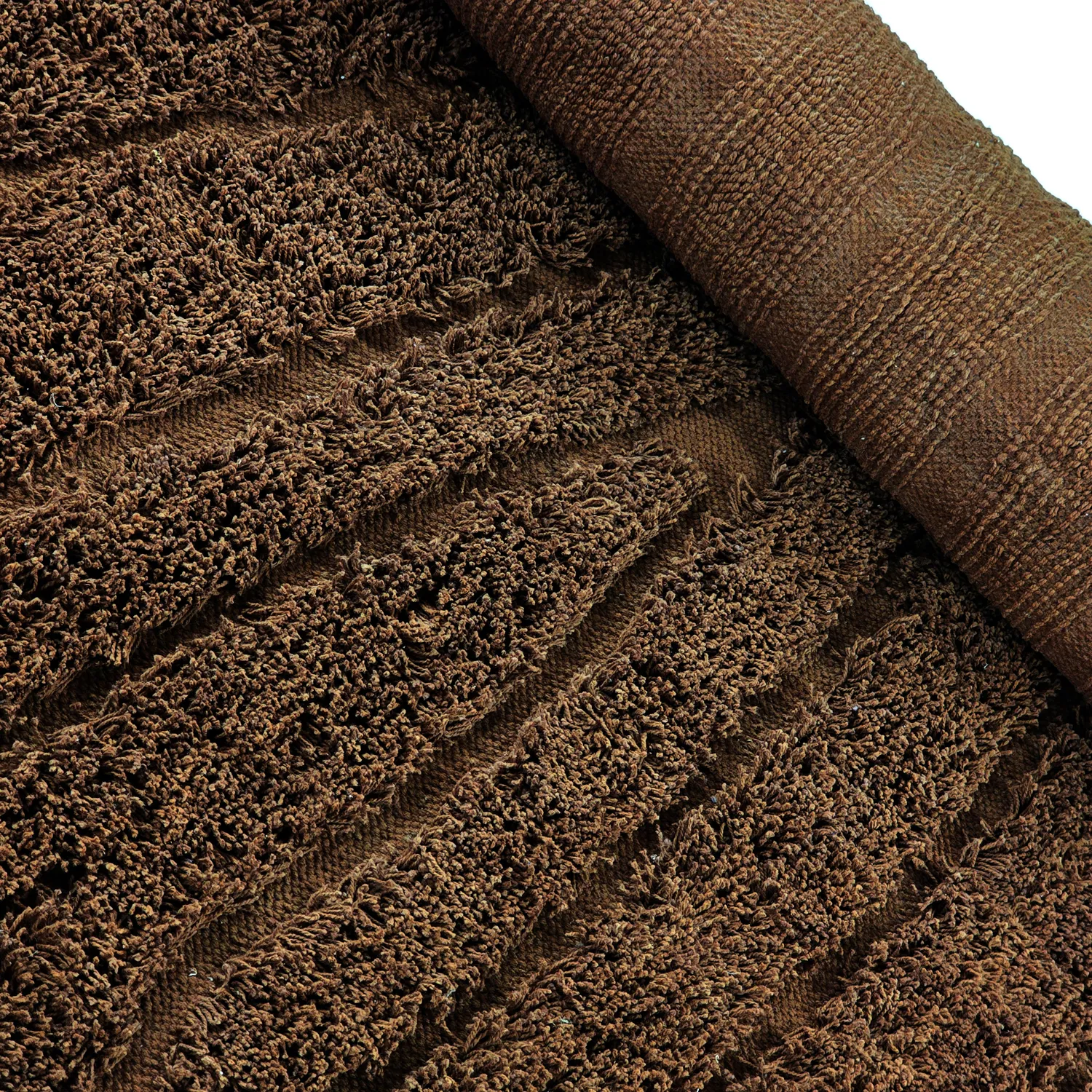 Hoogpolig vloerkleed - Farley Natural Cotton Shaggy (bruin)