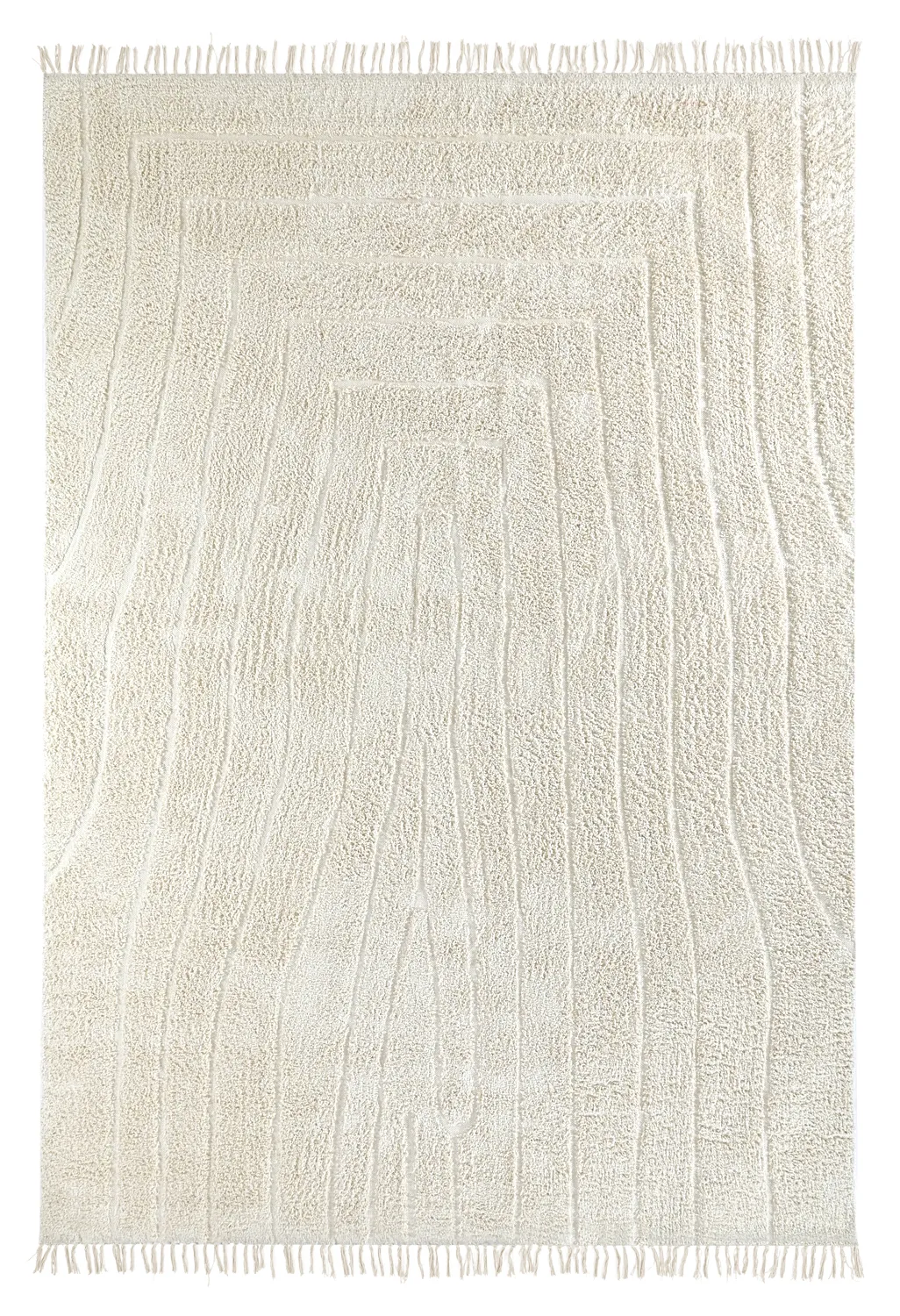Hoogpolig vloerkleed - Farley Natural Cotton Shaggy (gebroken wit)