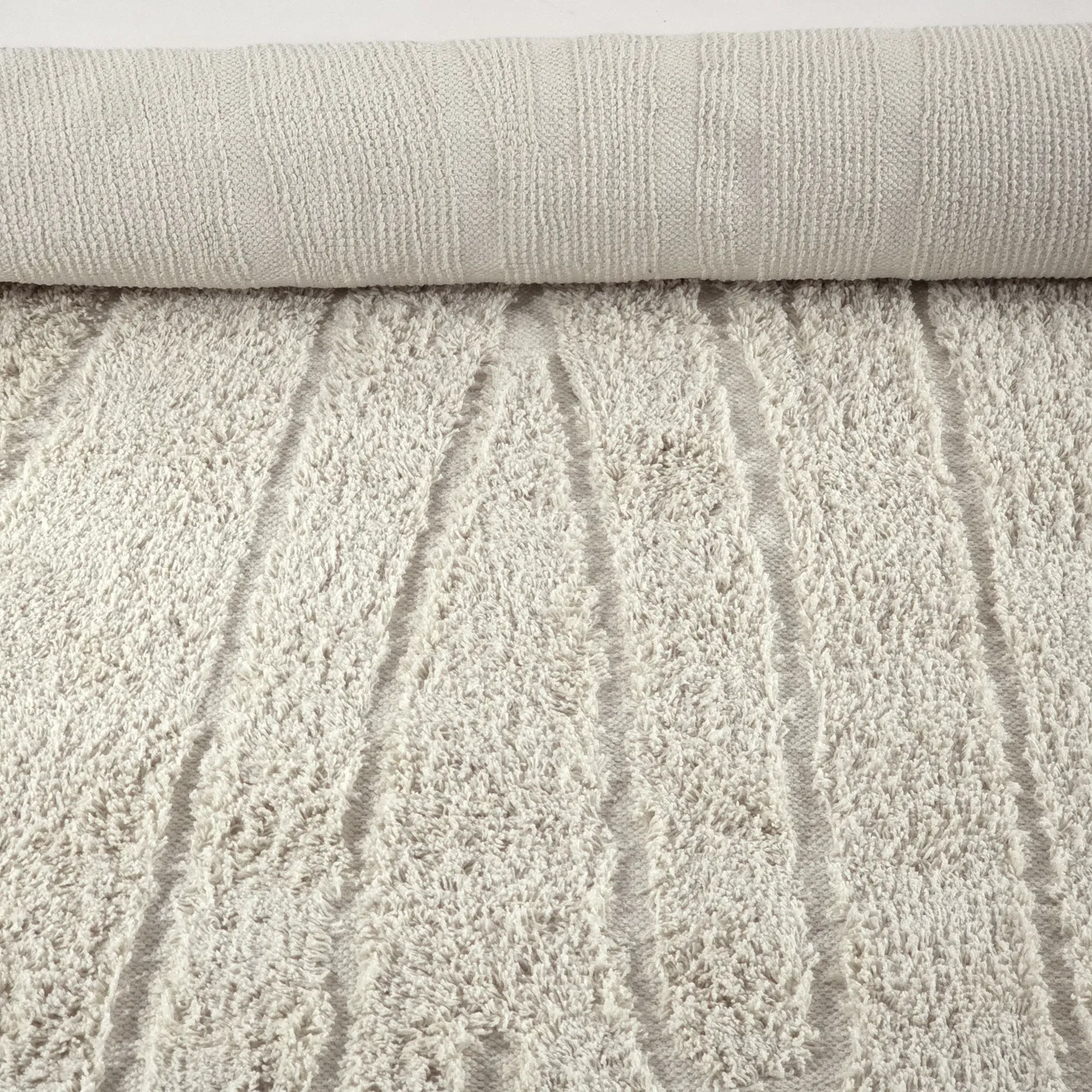 Hoogpolig vloerkleed - Farley Natural Cotton Shaggy (gebroken wit)