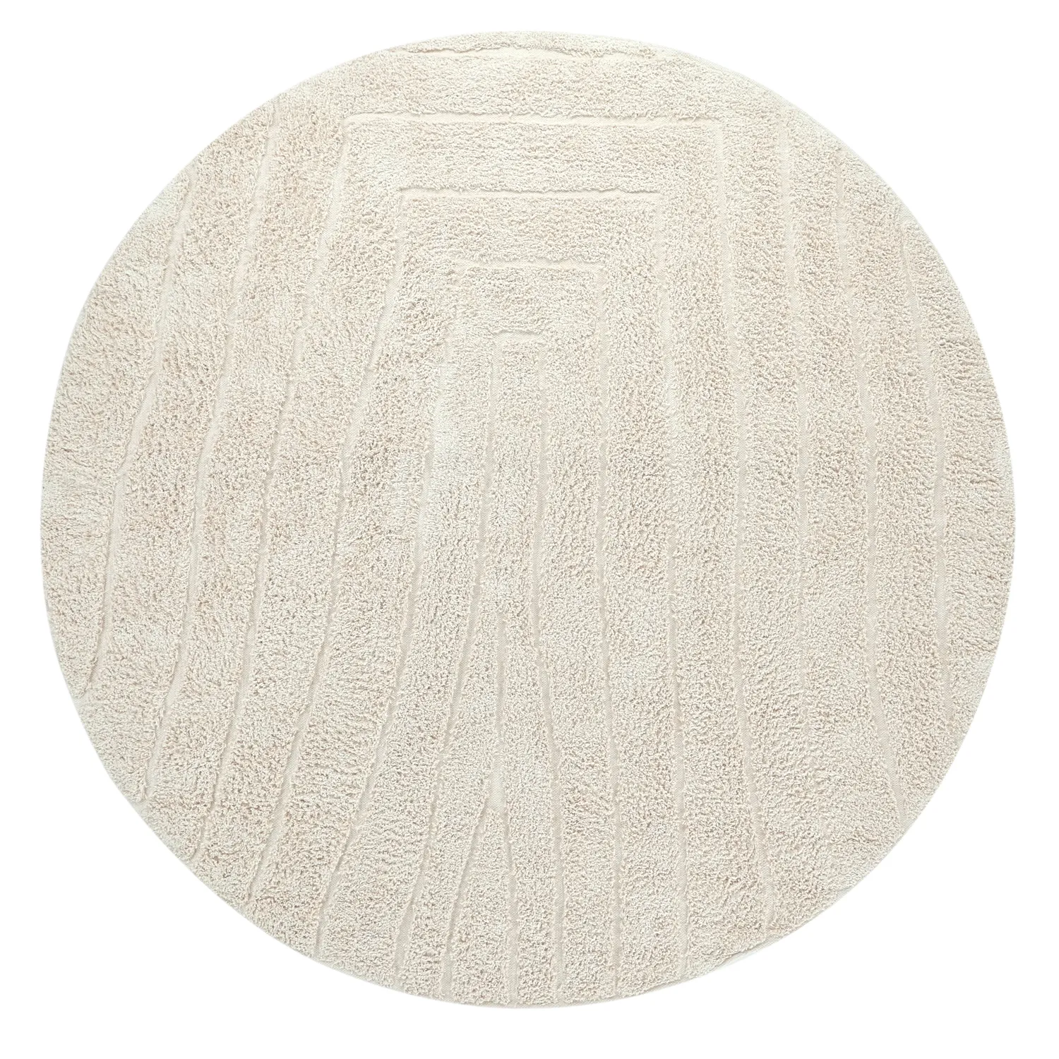 Ronde vloerkleden - Farley Natural Cotton Shaggy (gebroken wit)