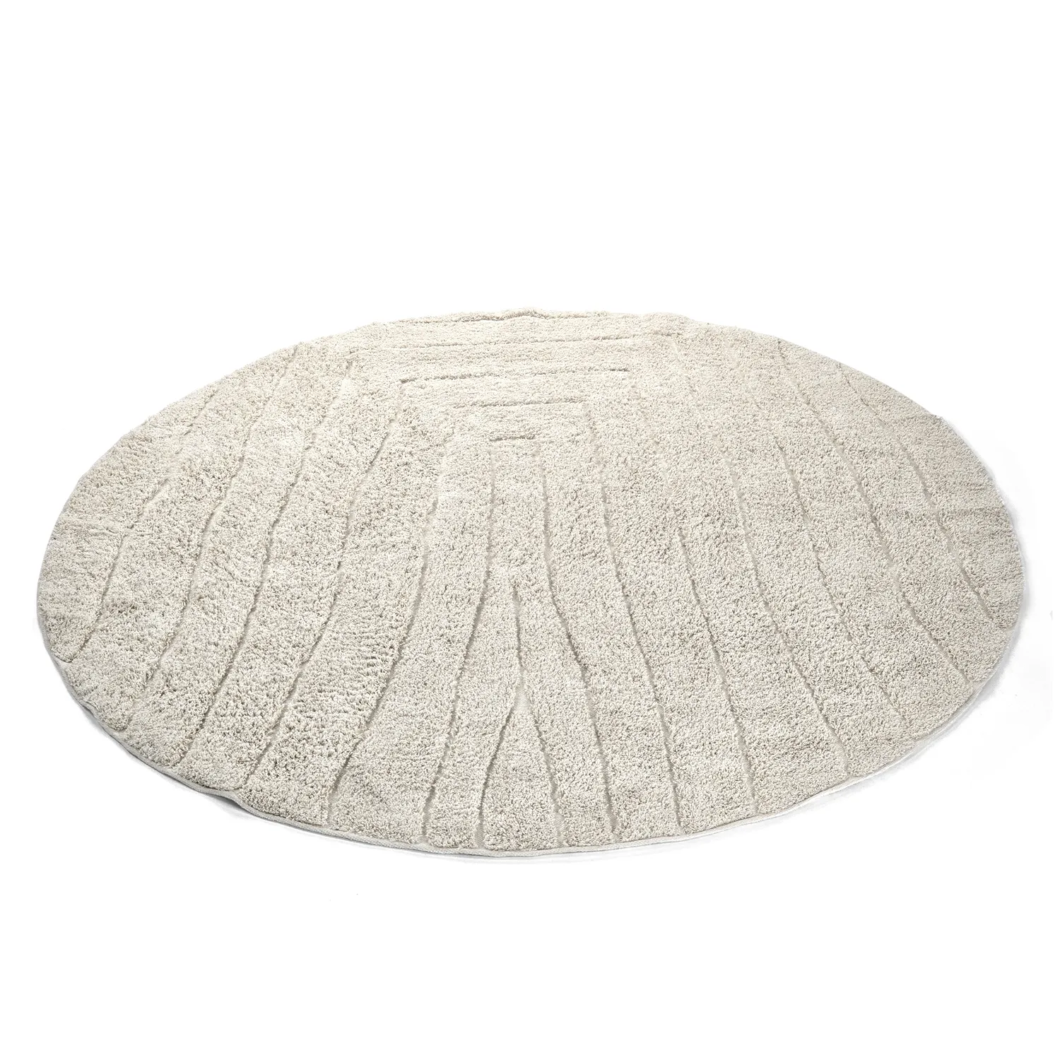 Ronde vloerkleden - Farley Natural Cotton Shaggy (gebroken wit)