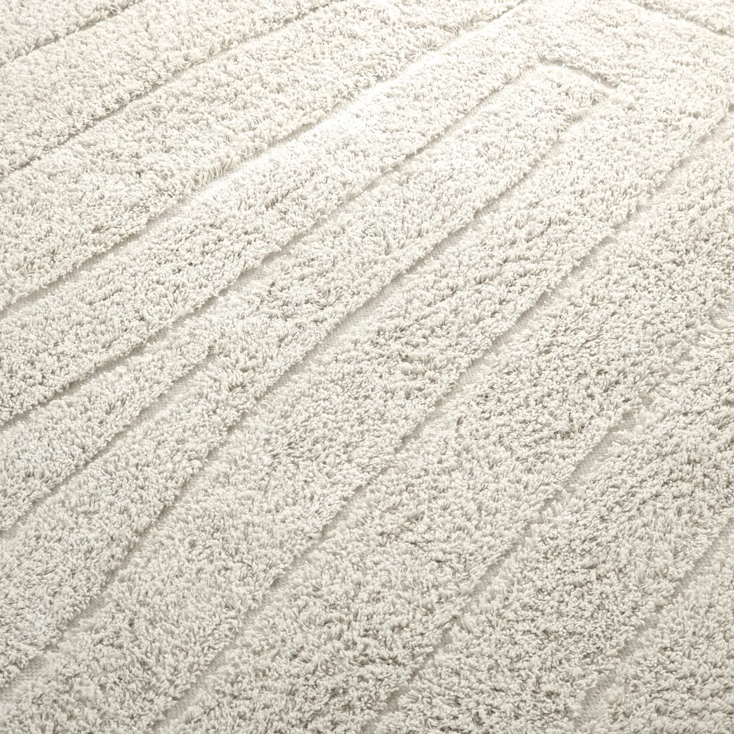 Ronde vloerkleden - Farley Natural Cotton Shaggy (gebroken wit)