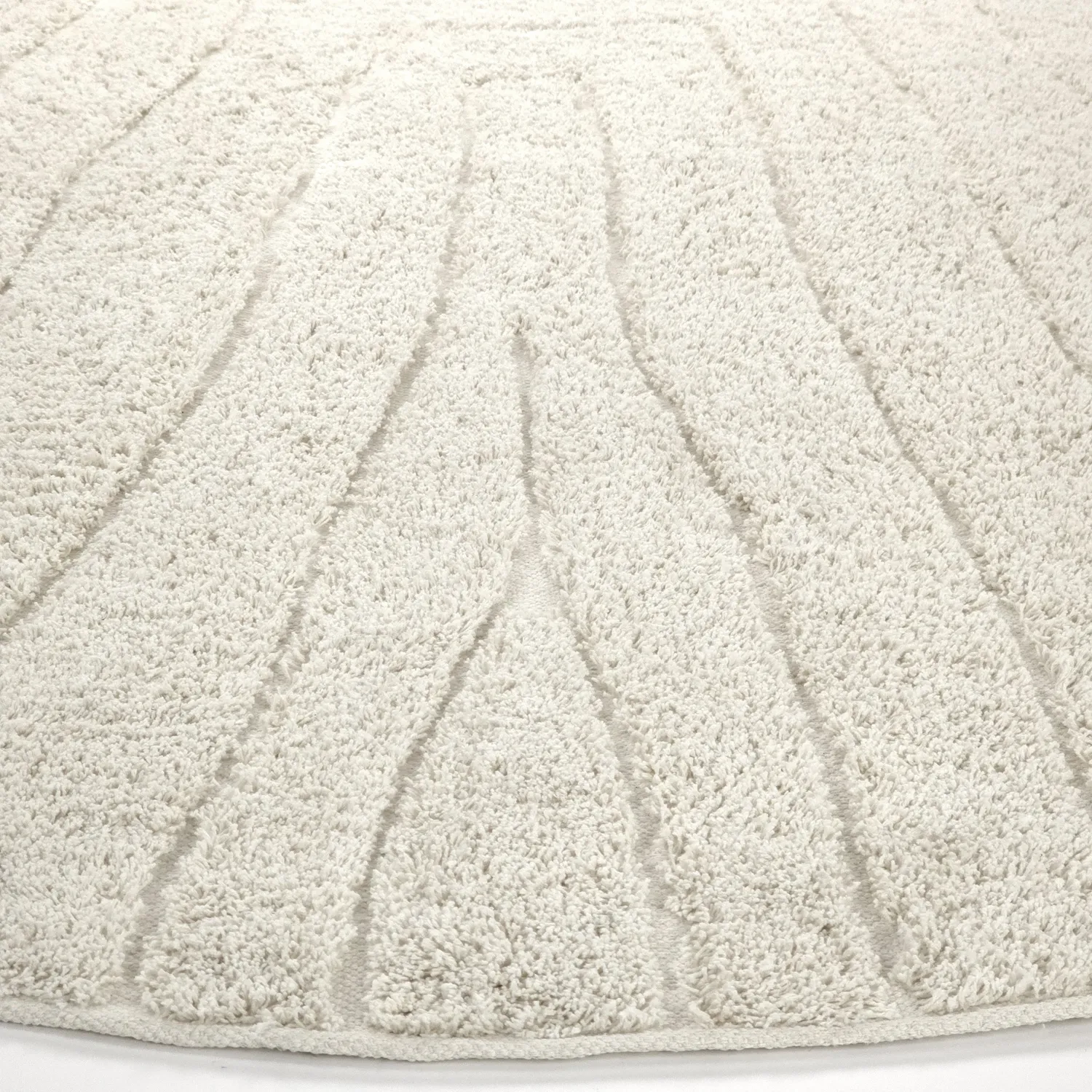 Ronde vloerkleden - Farley Natural Cotton Shaggy (gebroken wit)