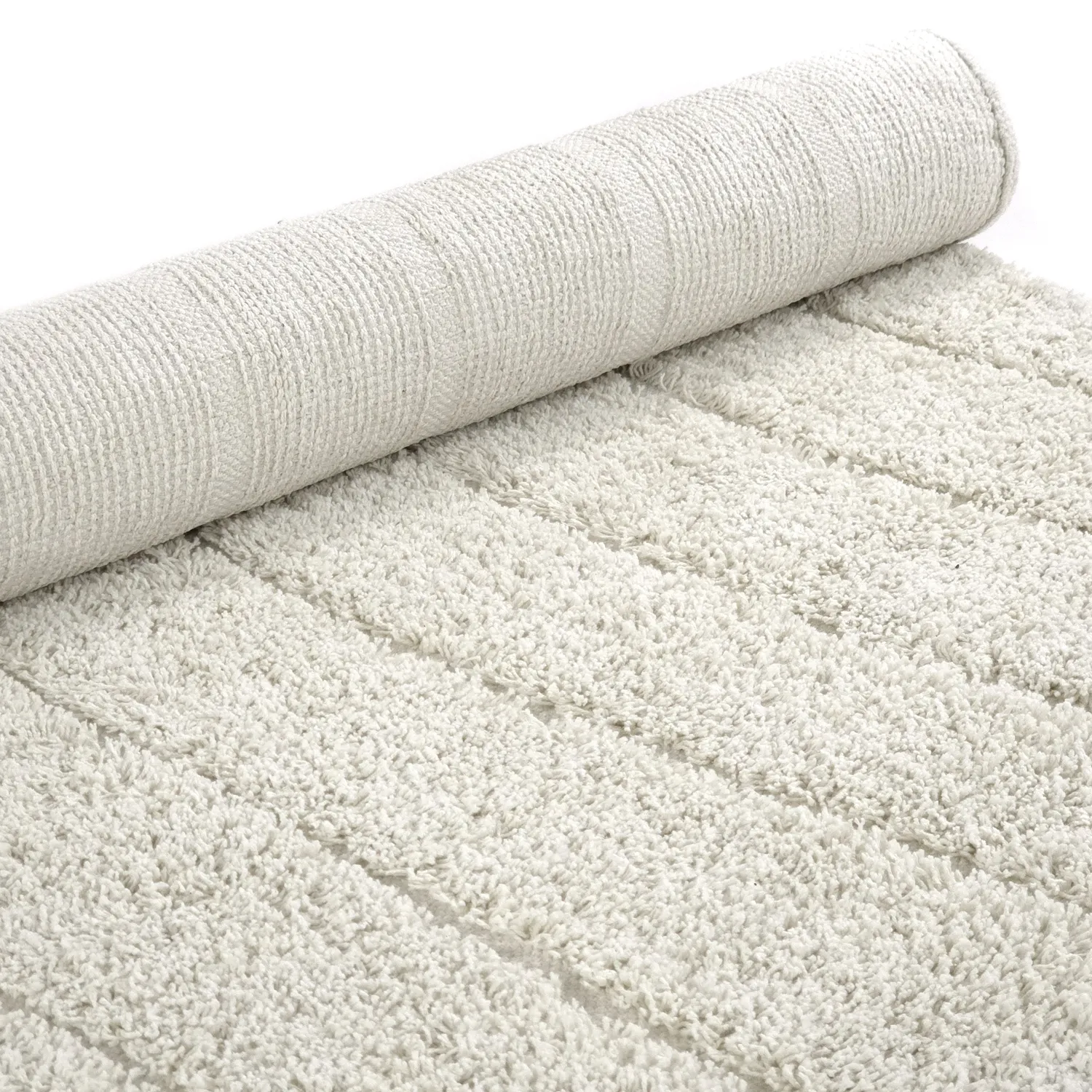 Ronde vloerkleden - Farley Natural Cotton Shaggy (gebroken wit)