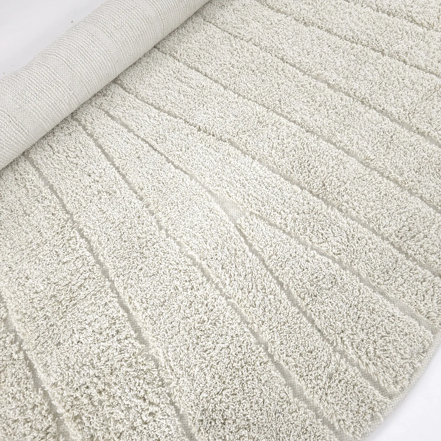 Ronde vloerkleden - Farley Natural Cotton Shaggy (gebroken wit)