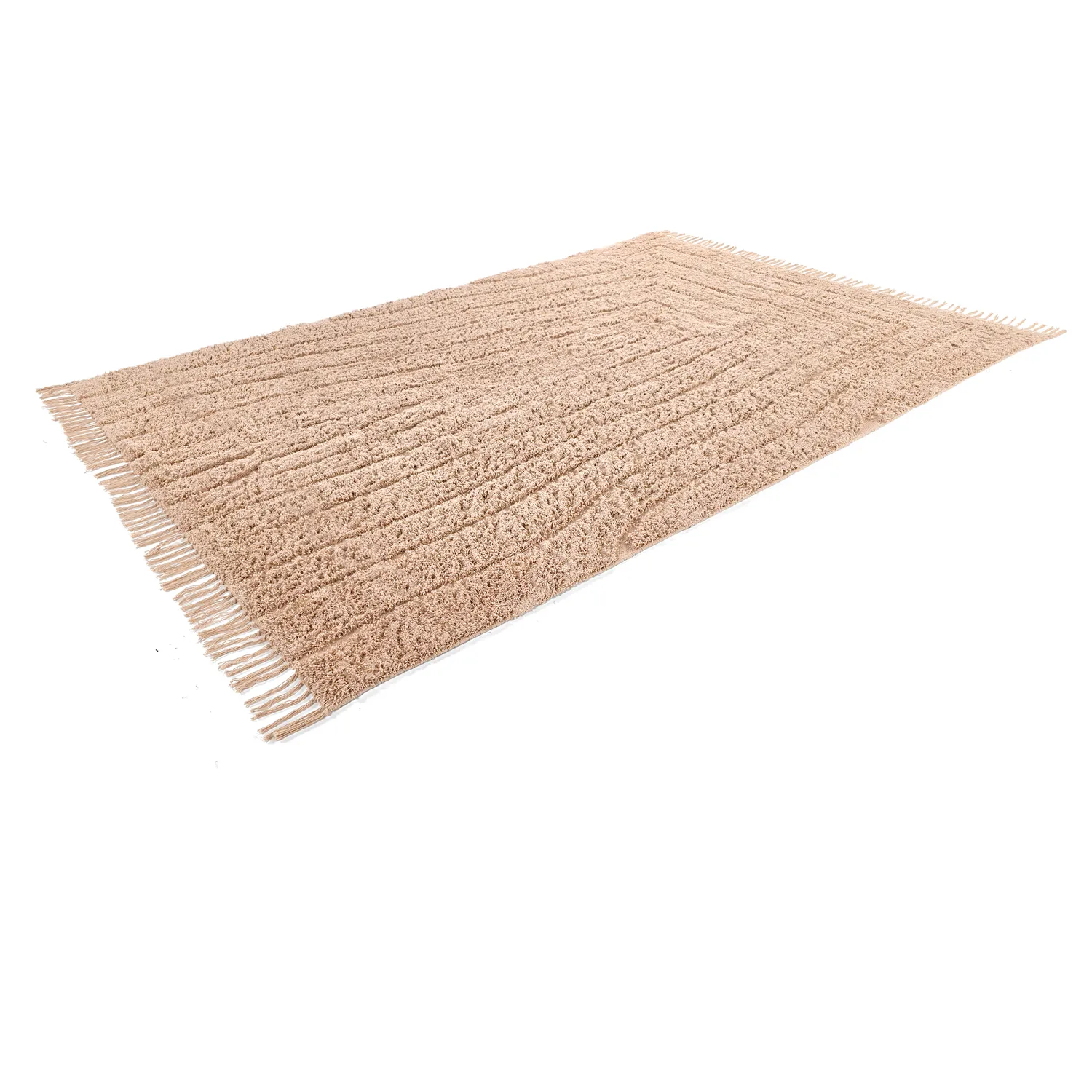 Hoogpolig vloerkleed - Farley Natural Cotton Shaggy (roze)