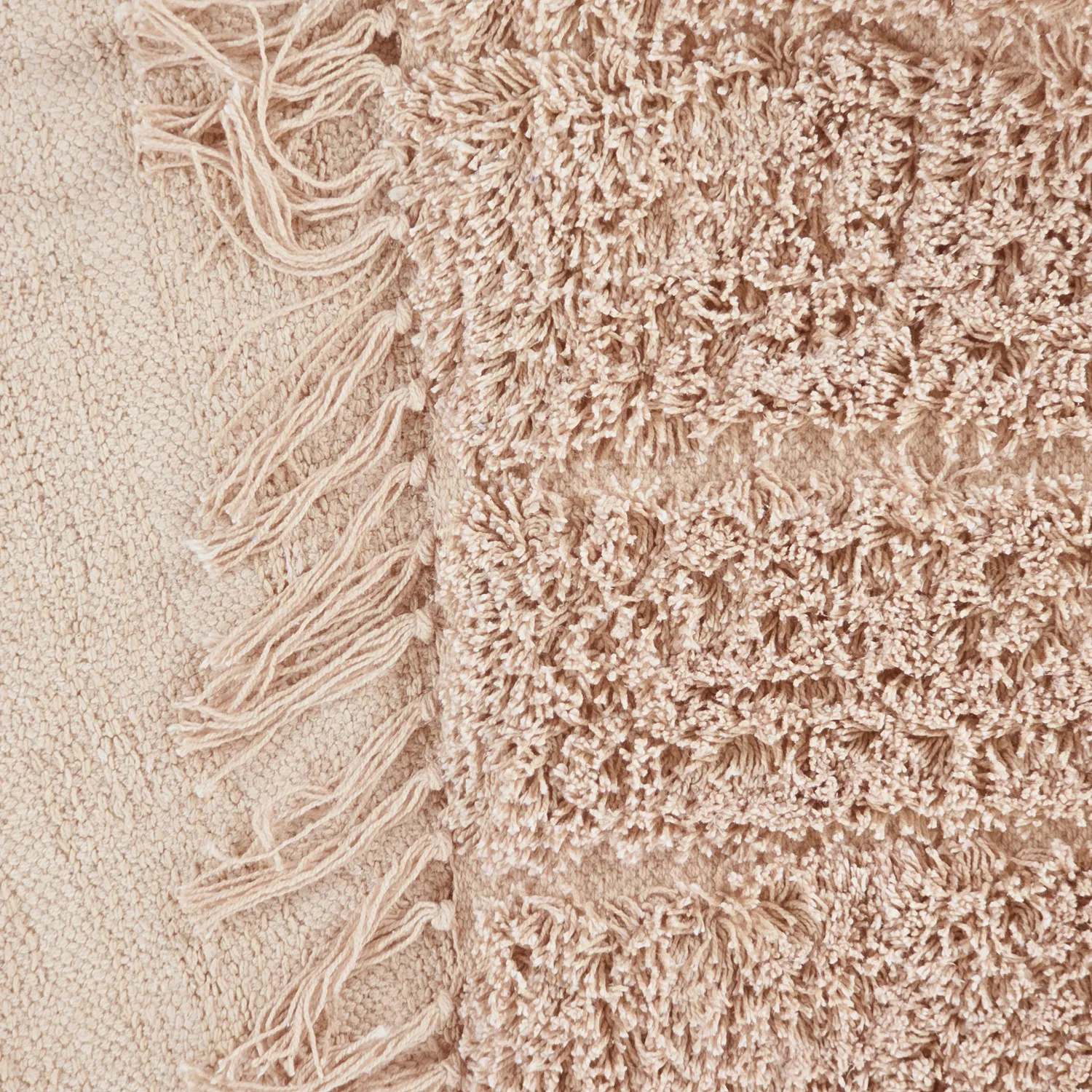 Hoogpolig vloerkleed - Farley Natural Cotton Shaggy (roze)
