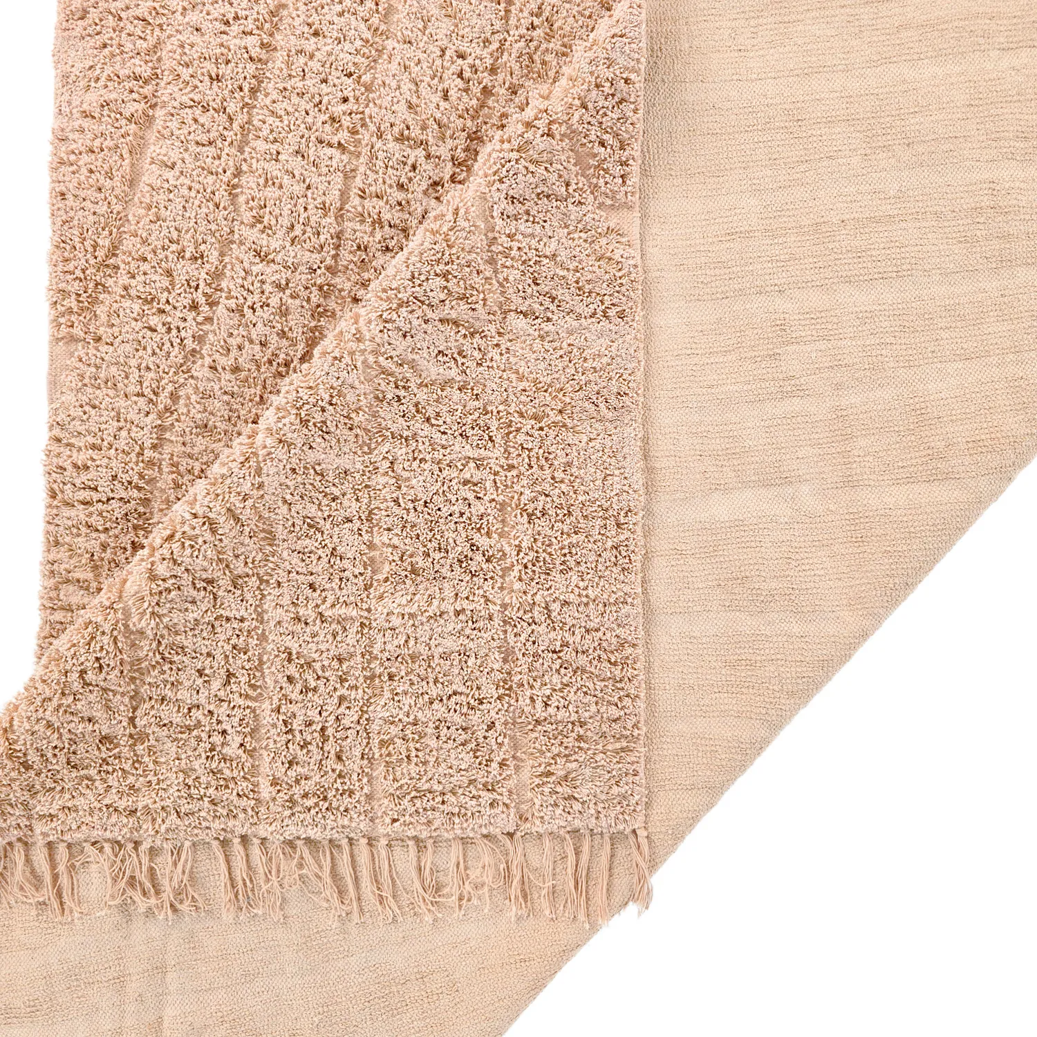 Hoogpolig vloerkleed - Farley Natural Cotton Shaggy (roze)