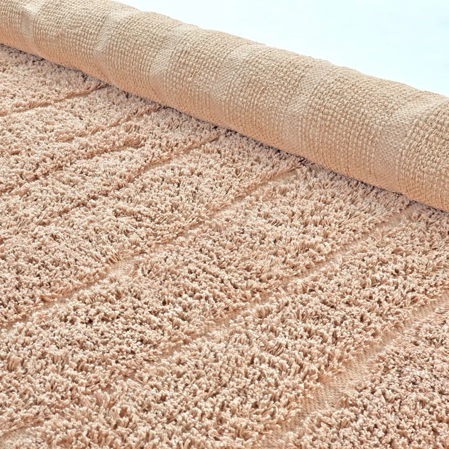 Ronde vloerkleden - Farley Natural Cotton Shaggy (roze)
