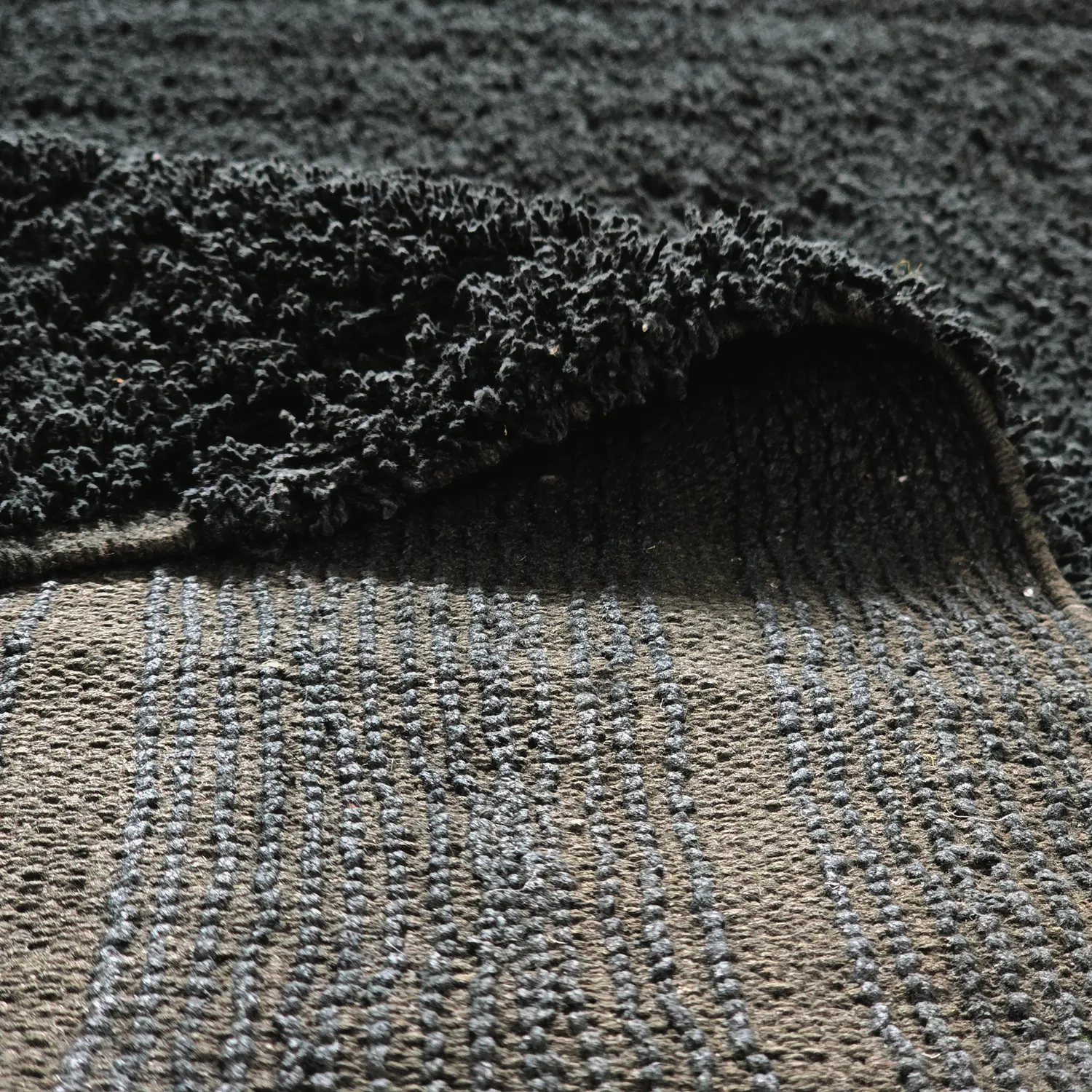 Hoogpolig vloerkleed - Farley Natural Cotton Shaggy (zwart)