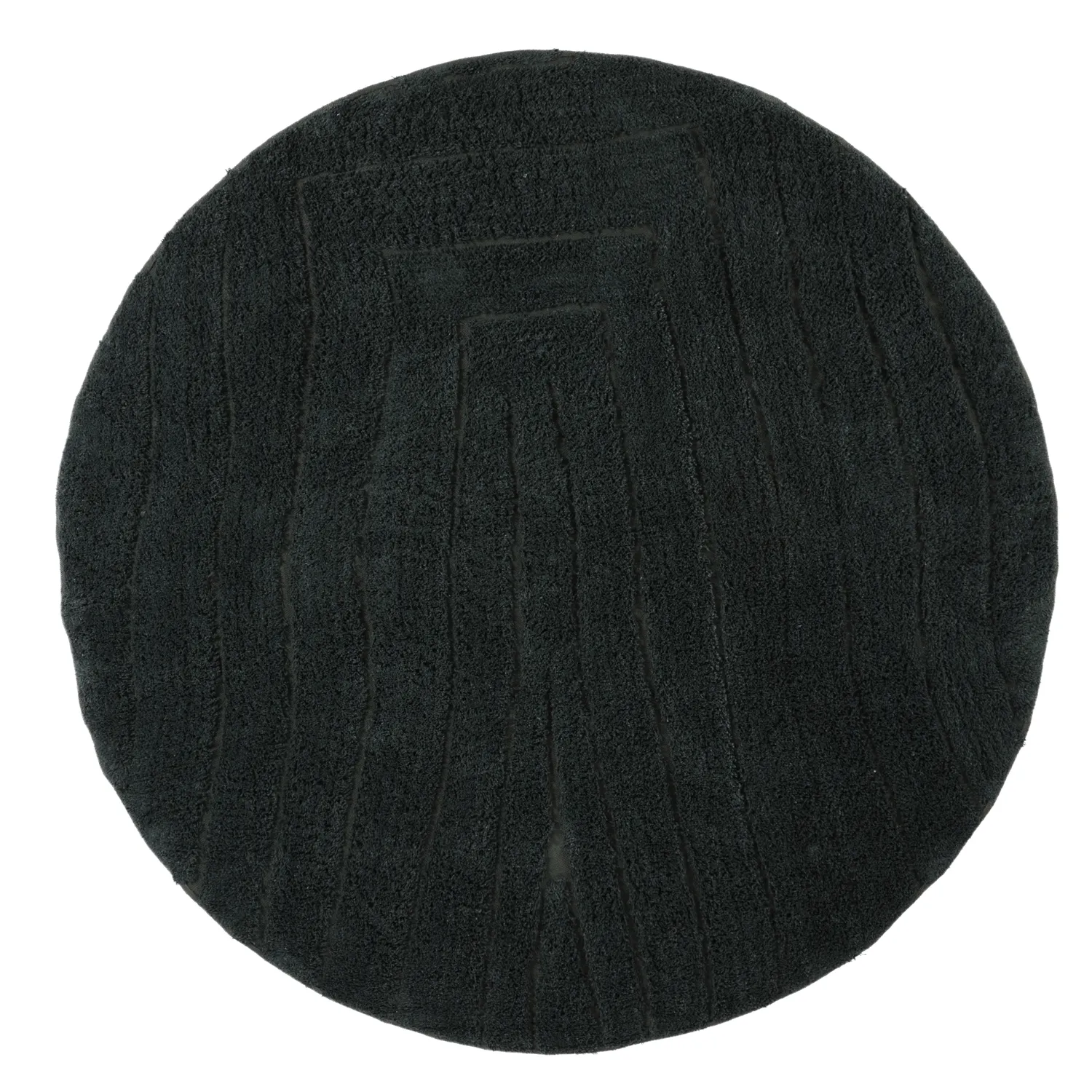 Ronde vloerkleden - Farley Natural Cotton Shaggy (zwart)