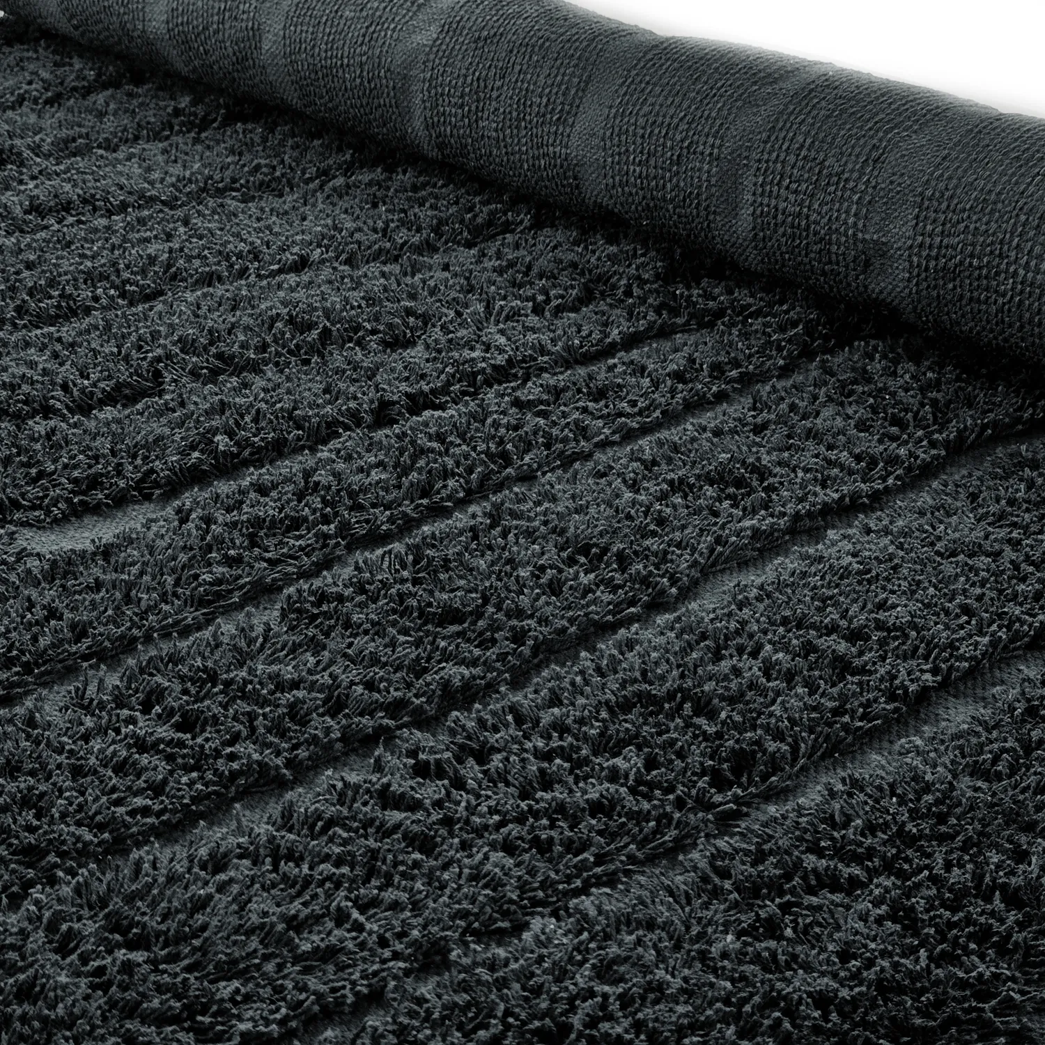 Ronde vloerkleden - Farley Natural Cotton Shaggy (zwart)